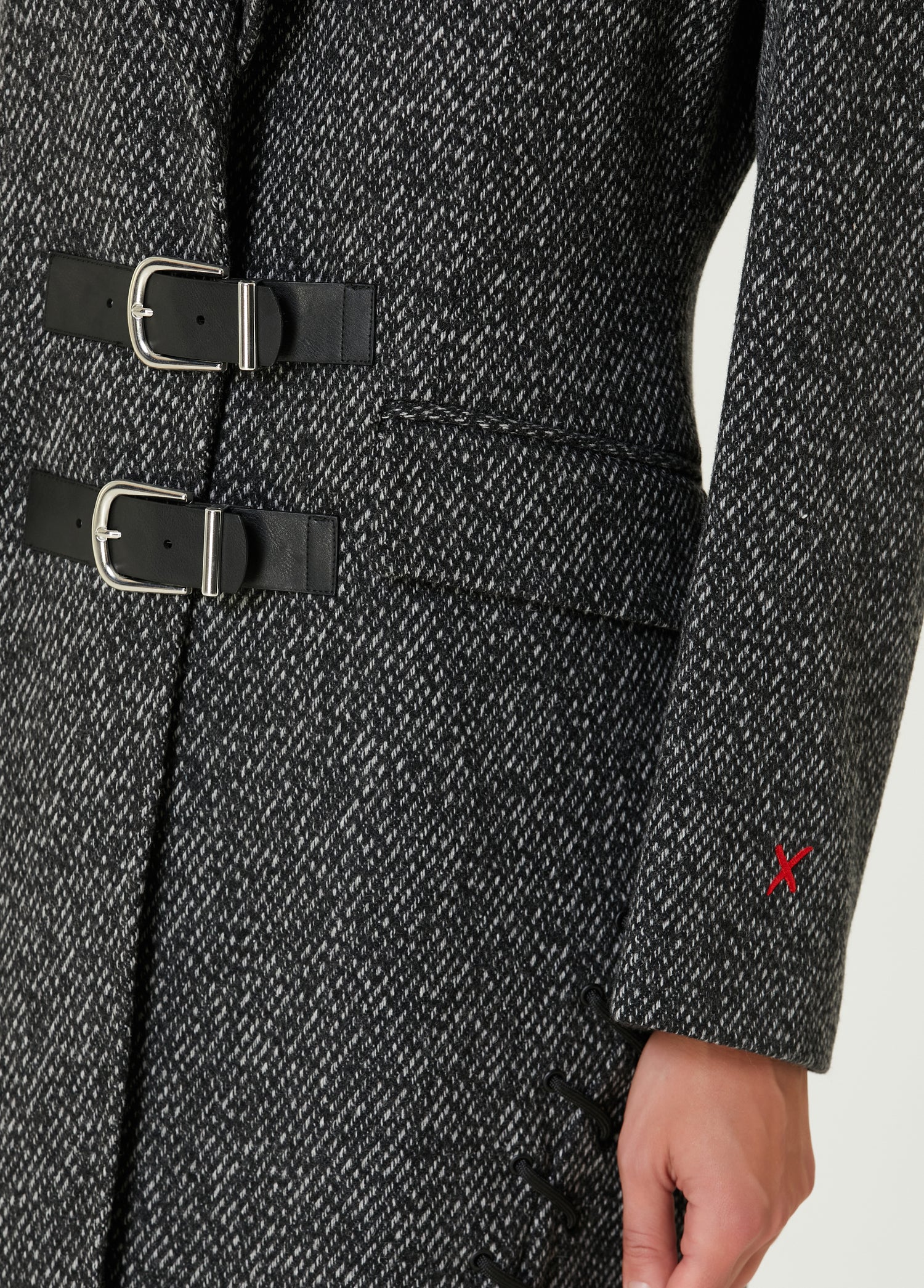 WOOL & CASHMERE BLEND YOUR *ITCH CASHMERE BLEND LONG OVERCOAT - BLACK & WHITE