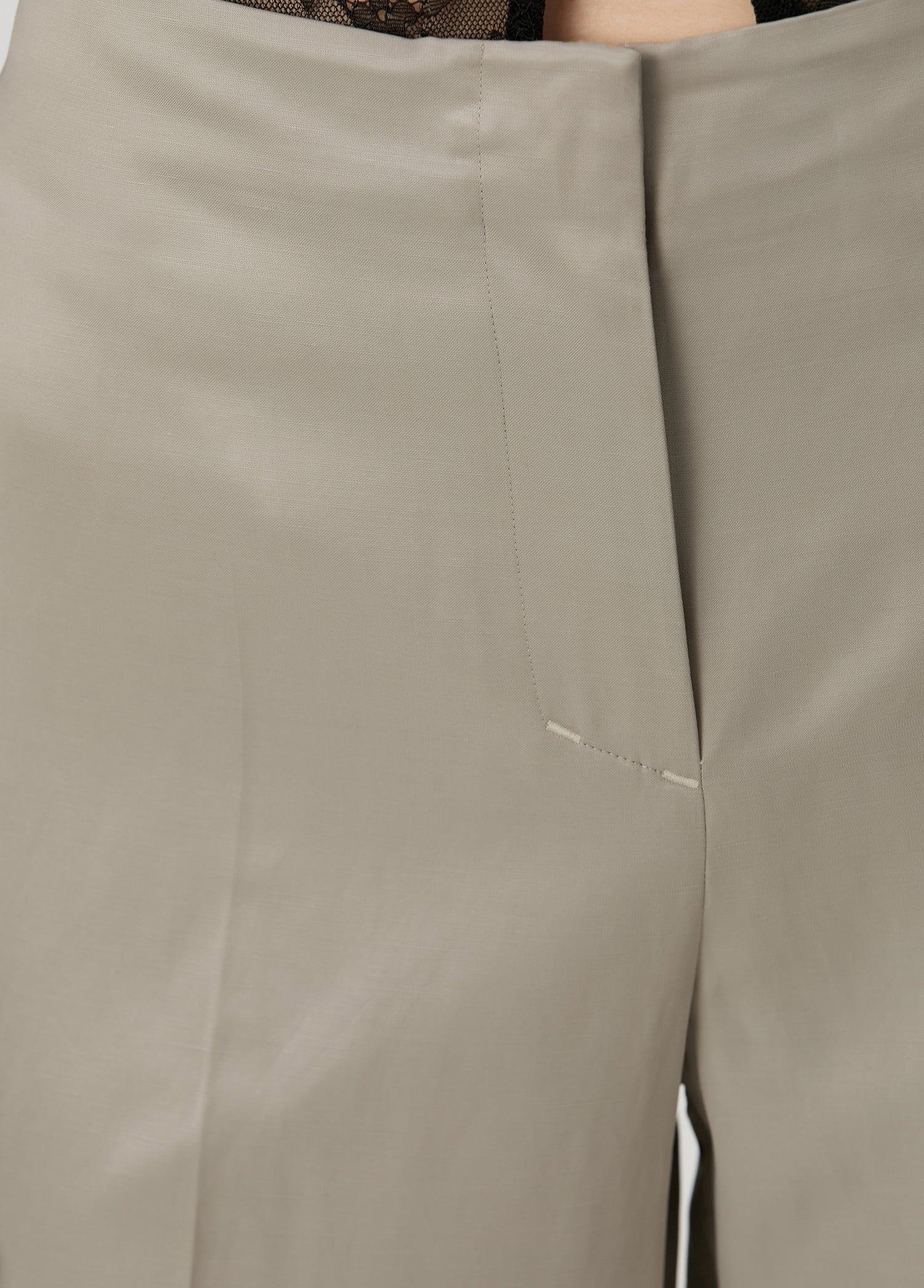 LINEN BLEND SHINY WOVEN PANT - MOON ROCK