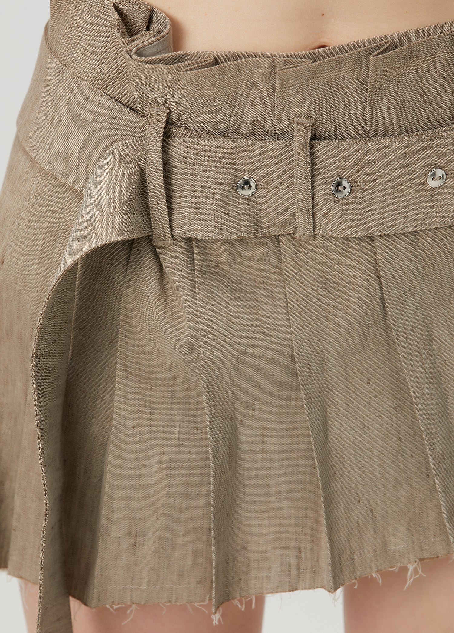 LINEN BLEND SUPER MINI SKIRT - MOON ROCK