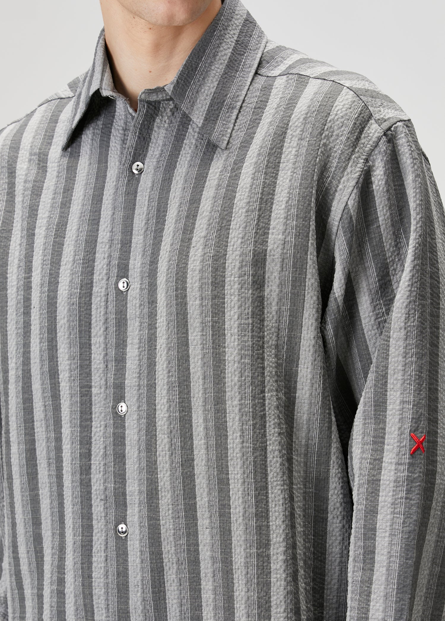 LINEN & COTTON BLEND CHECKED WOVEN SHIRT
