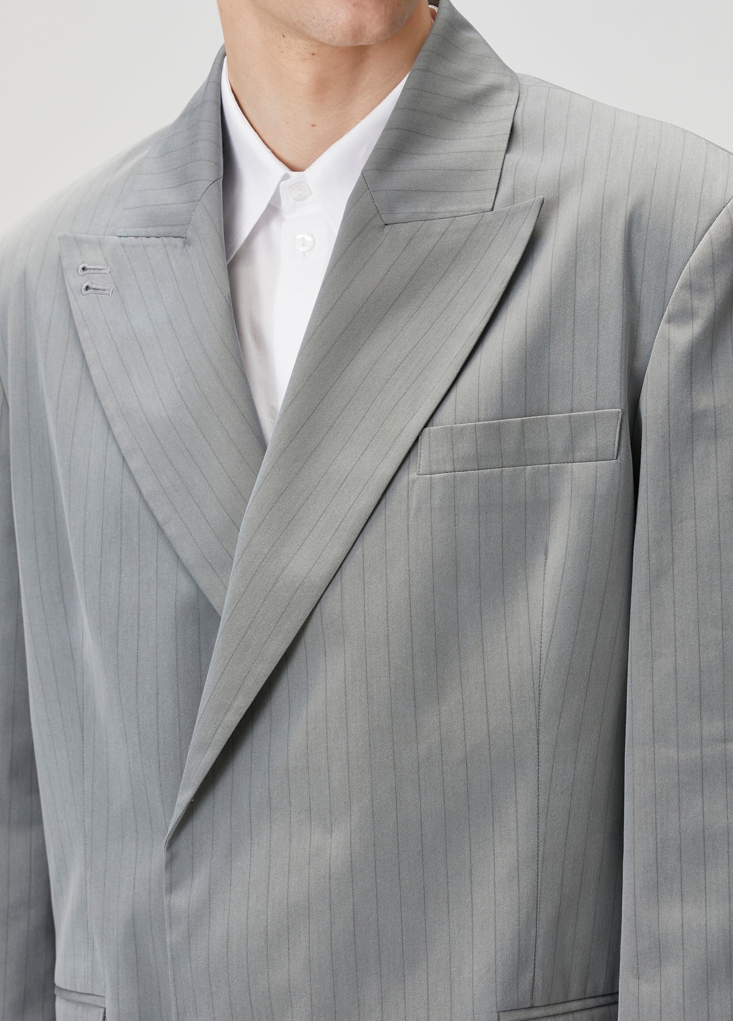 COTTON BLEND STRIPED WOVEN BLAZER JACKET