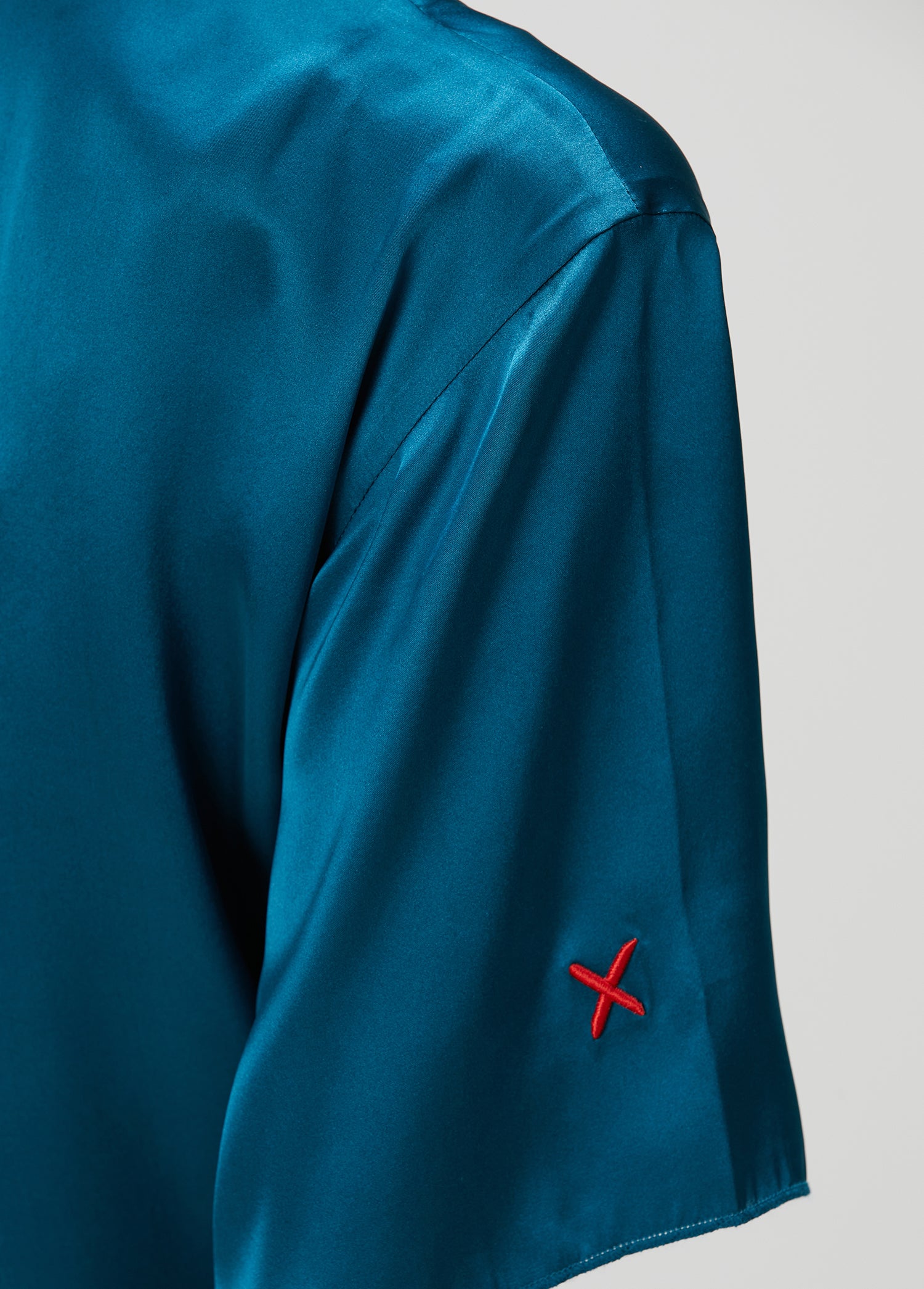 Pure Silk Oversized Silk Crop Top - Moroccan Blue