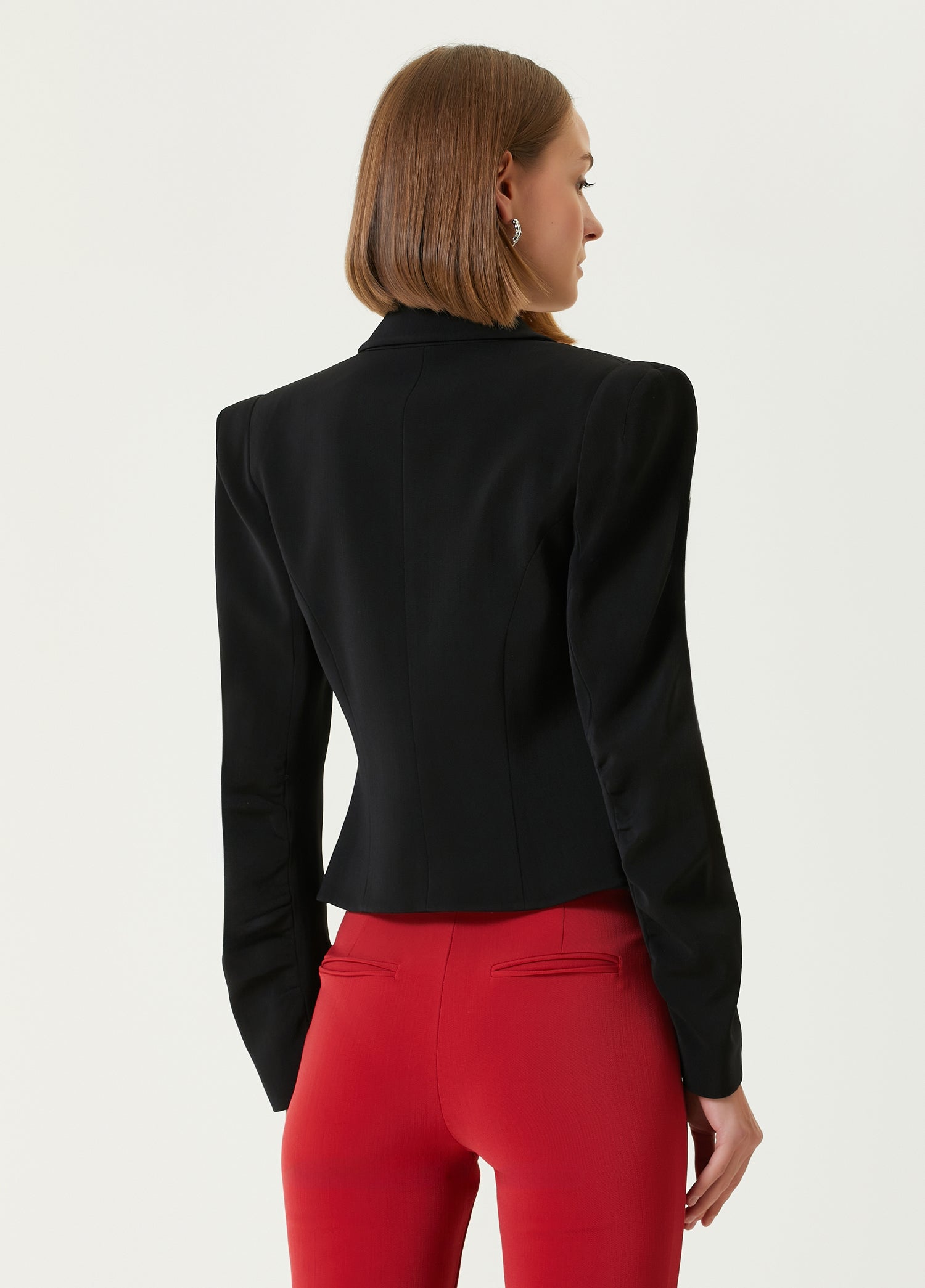 WOOL BLEND YOUR *ITCH FITTED BLAZER JACKET - JET BLACK