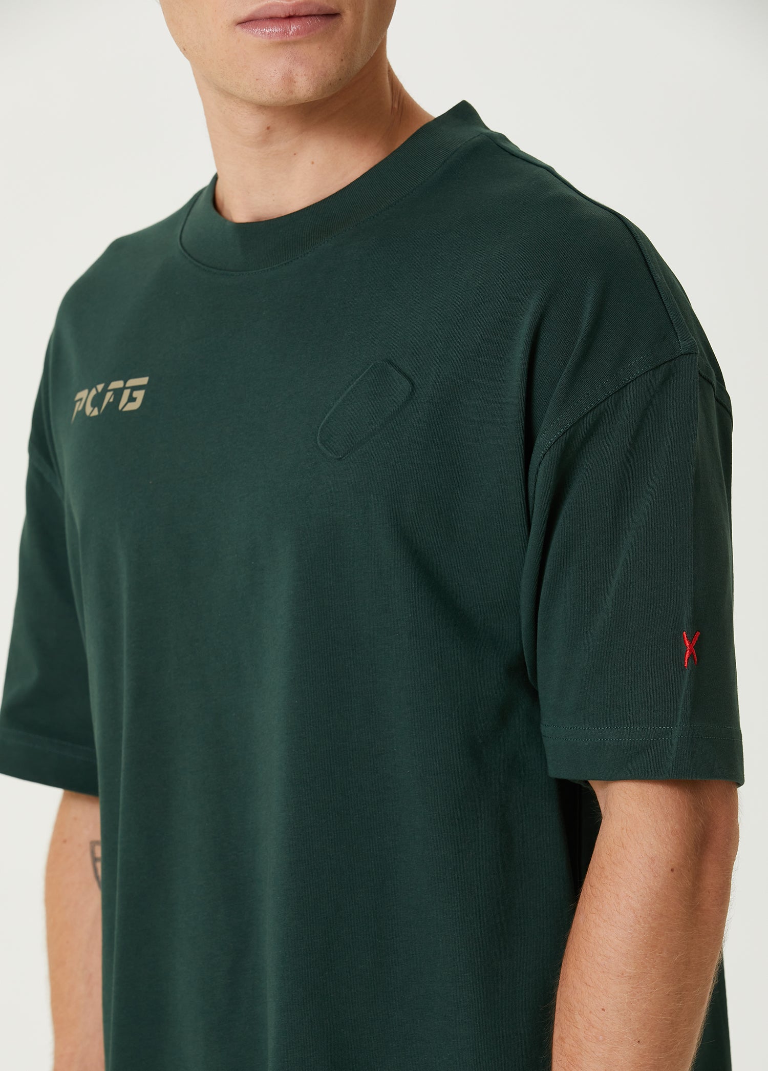 Oversized Tee With Emboss Detail - Pine Groove