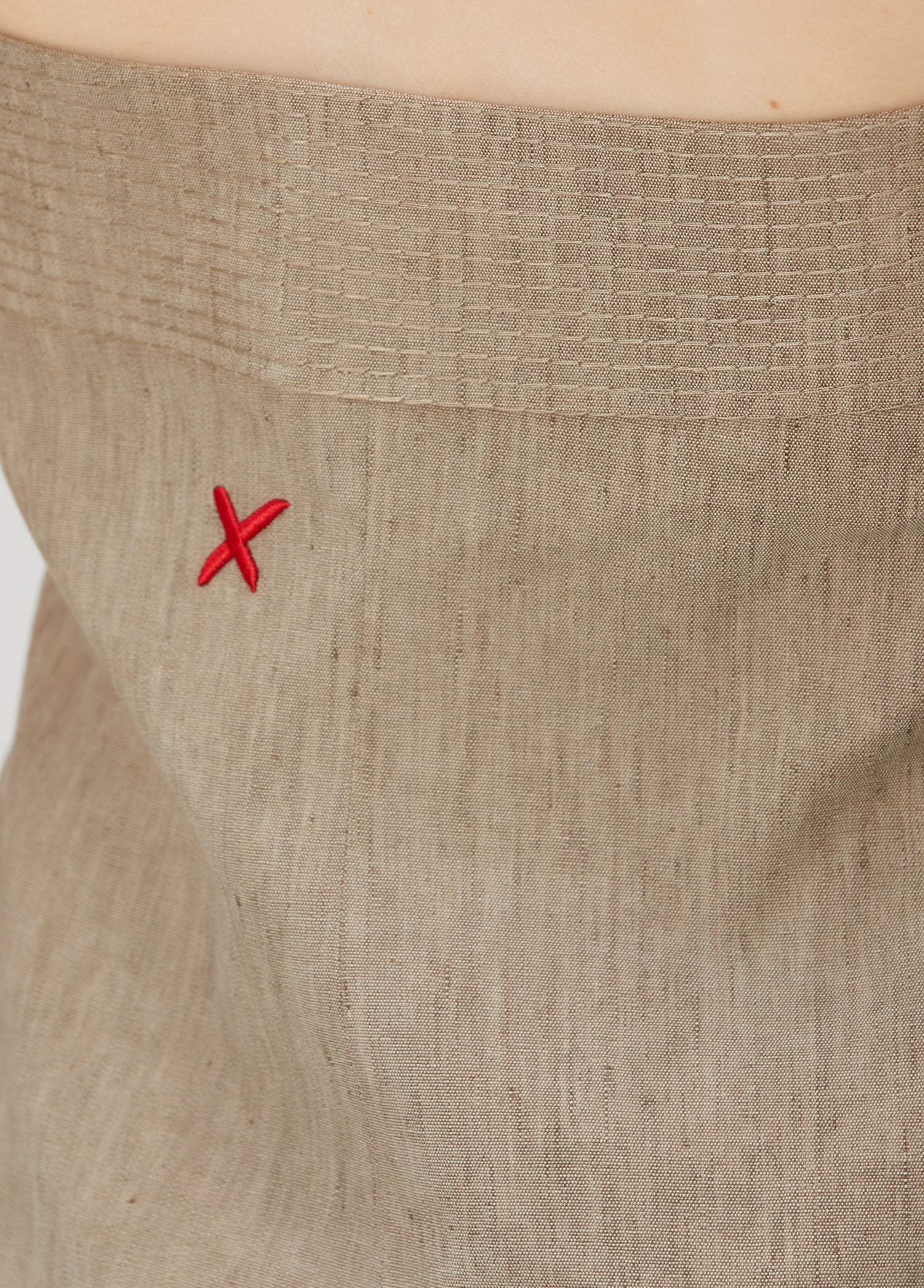 LINEN BLEND STRAP TOP - MOON ROCK