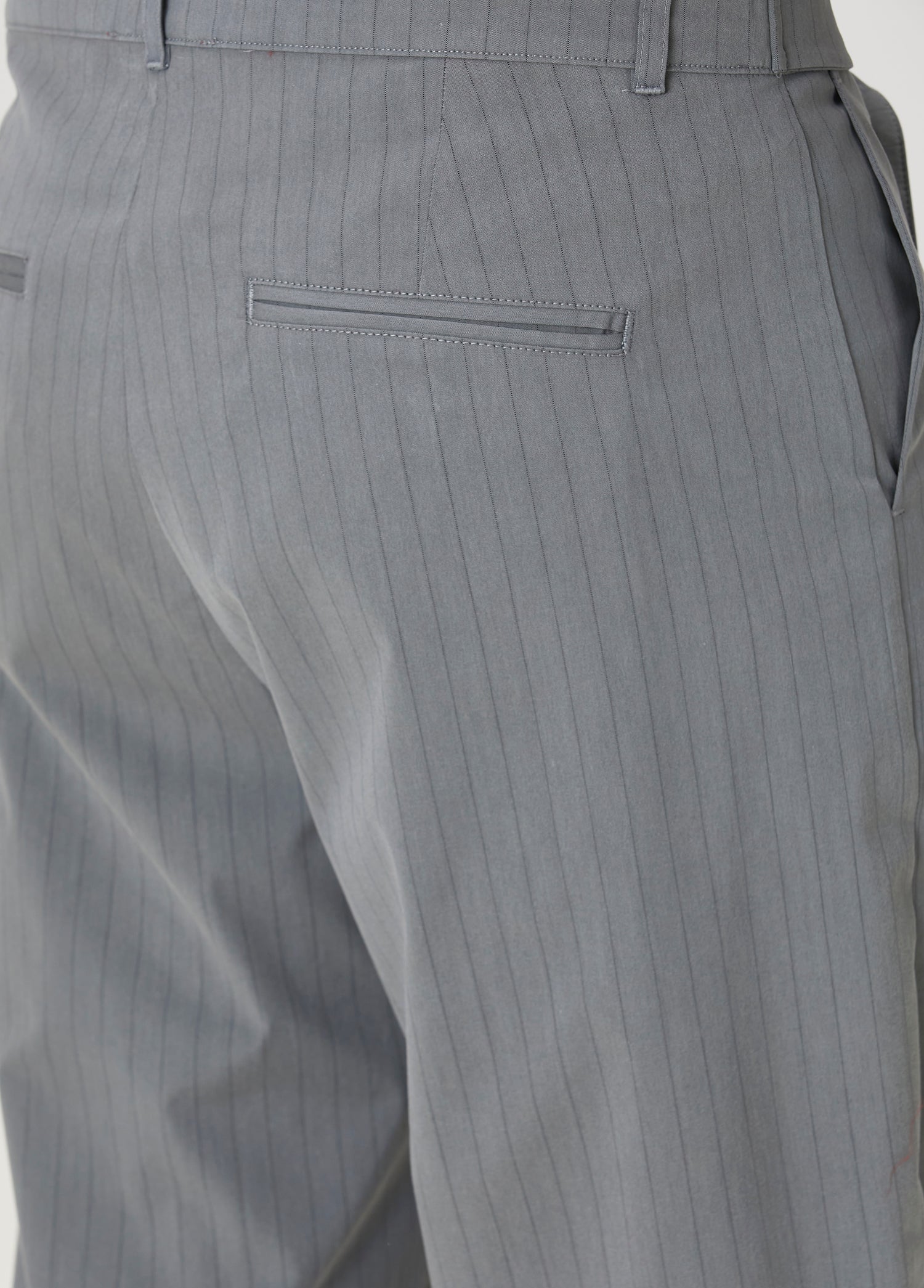 COTTON BLEND STRIPED WOVEN PANT WITH BELT