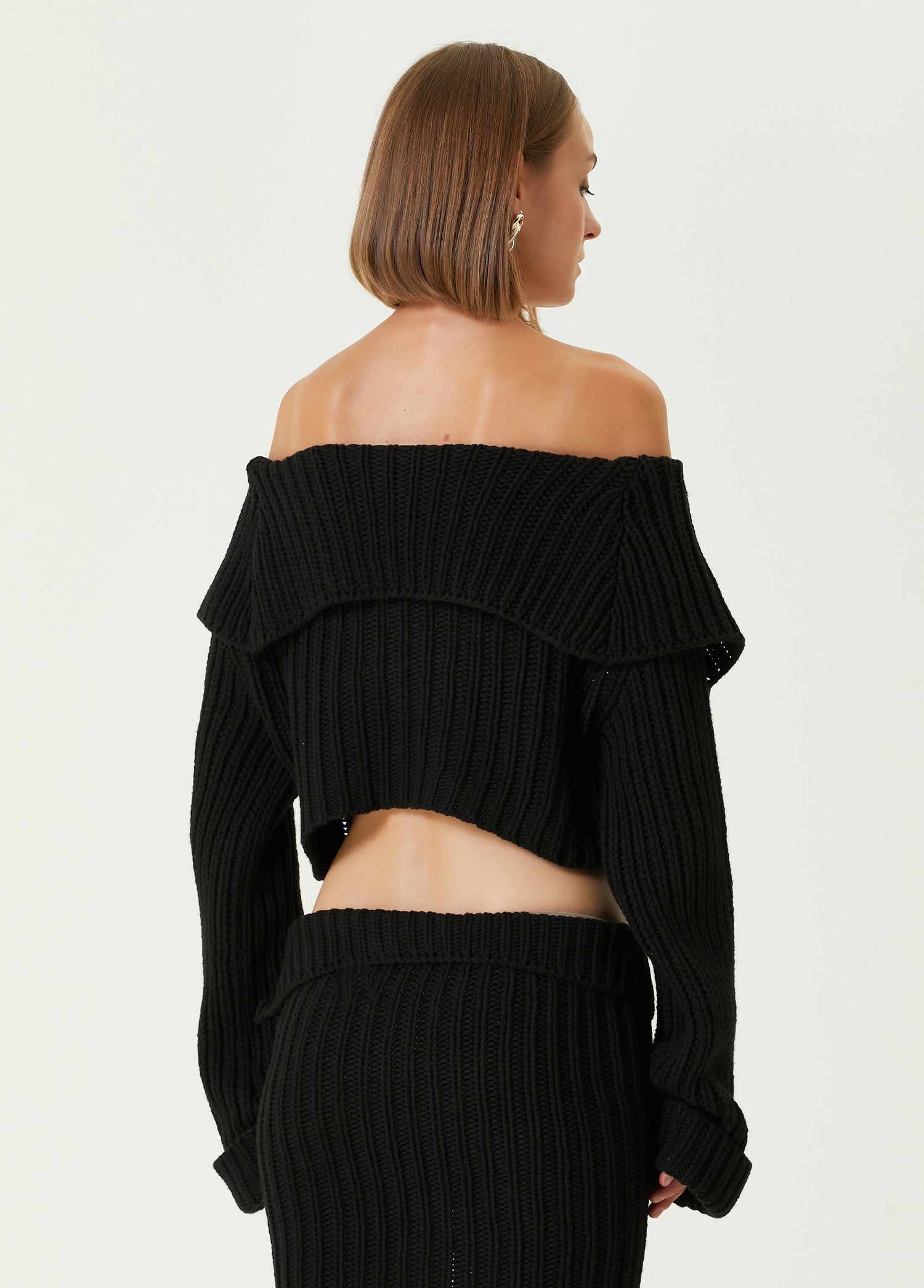 CASHMERE BLEND YOUR *TCH KNIT CROP TOP - BLACK