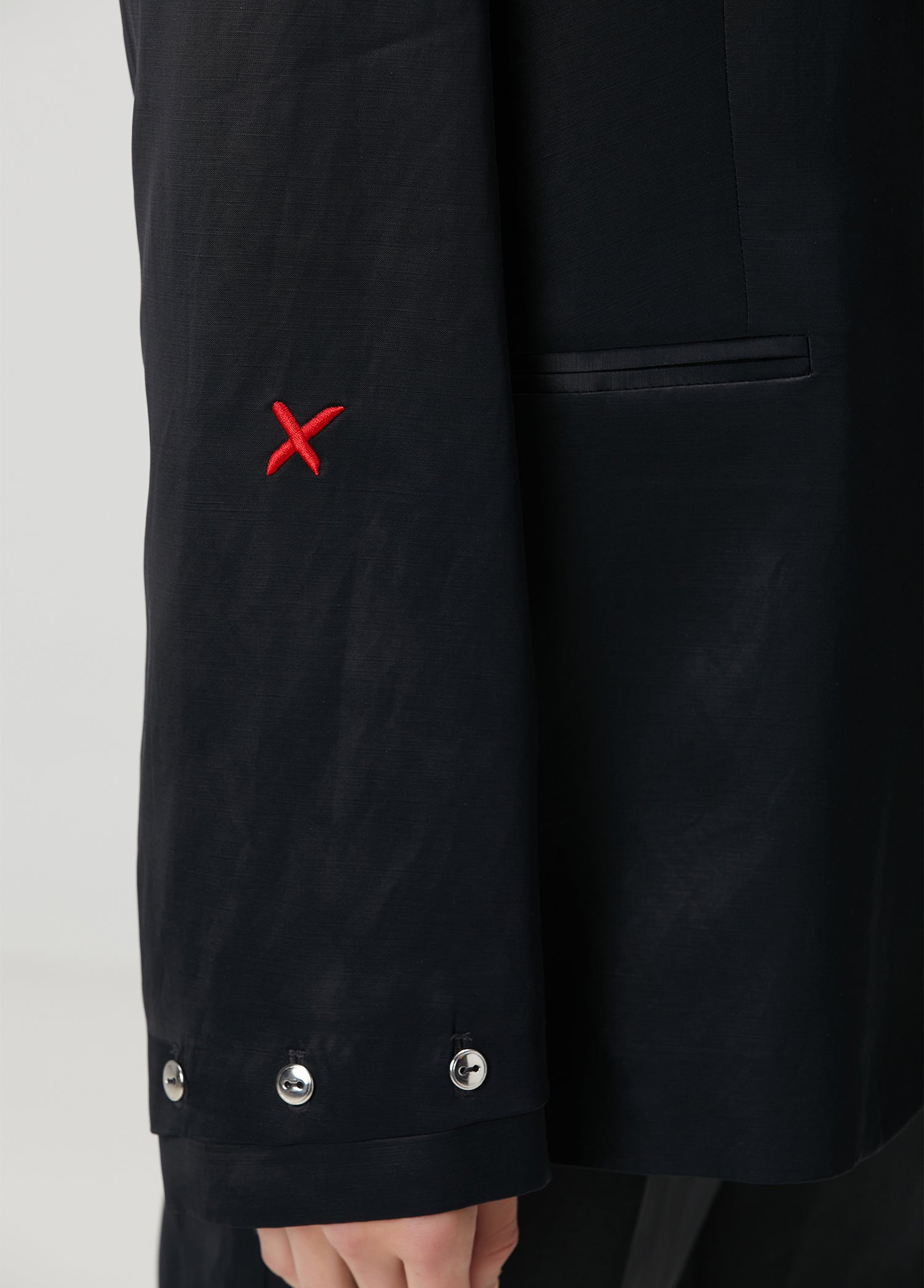 LINEN BLEND WOVEN JACKET - JET BLACK