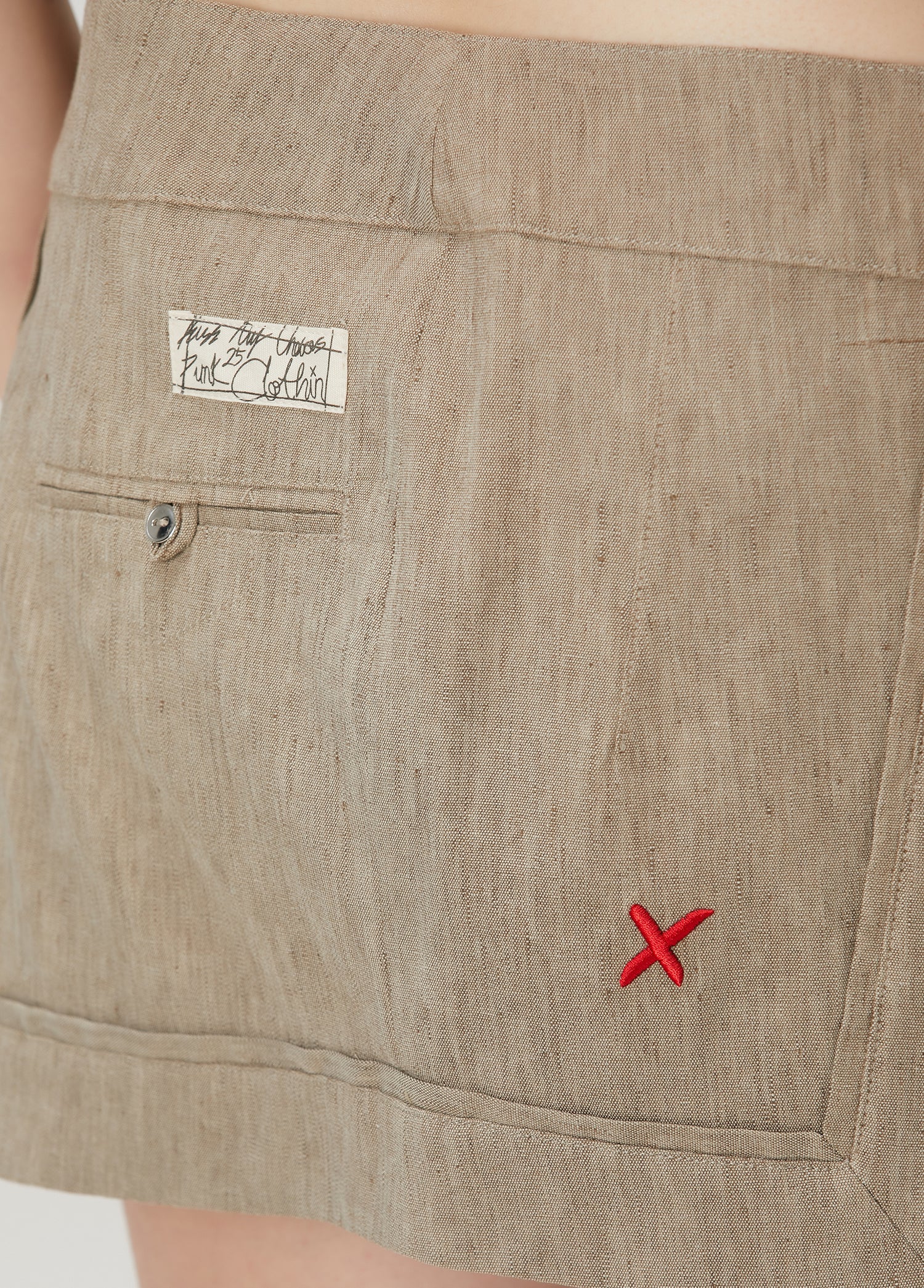 LINEN BLEND SUPER MINI SKIRT - MOON ROCK