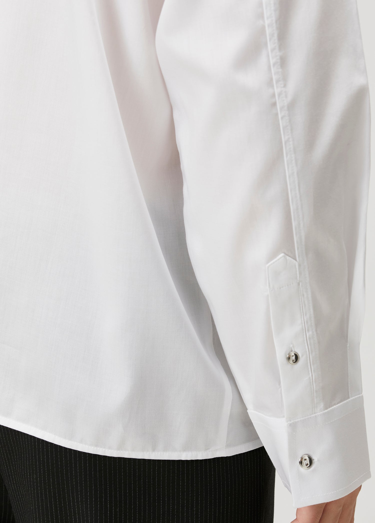 PURE COTTON WOVEN SHIRT WITH ZIP - WHITE