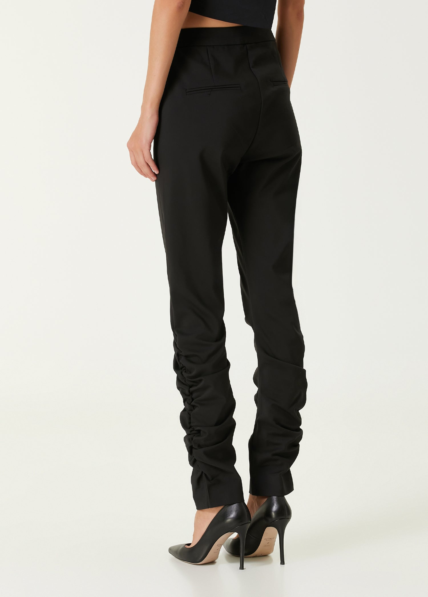 WOOL BLEND YOUR *ITCH DRAPED PANT - JET BLACK