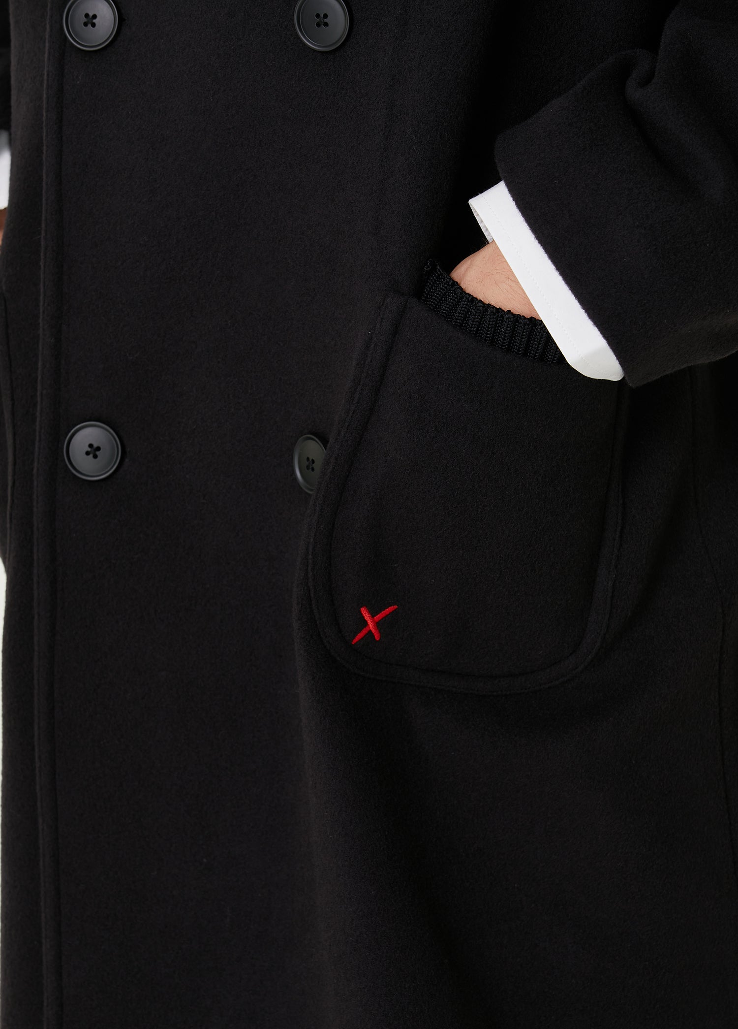 Wool & Cashmere Blend Long Men Coat - Black