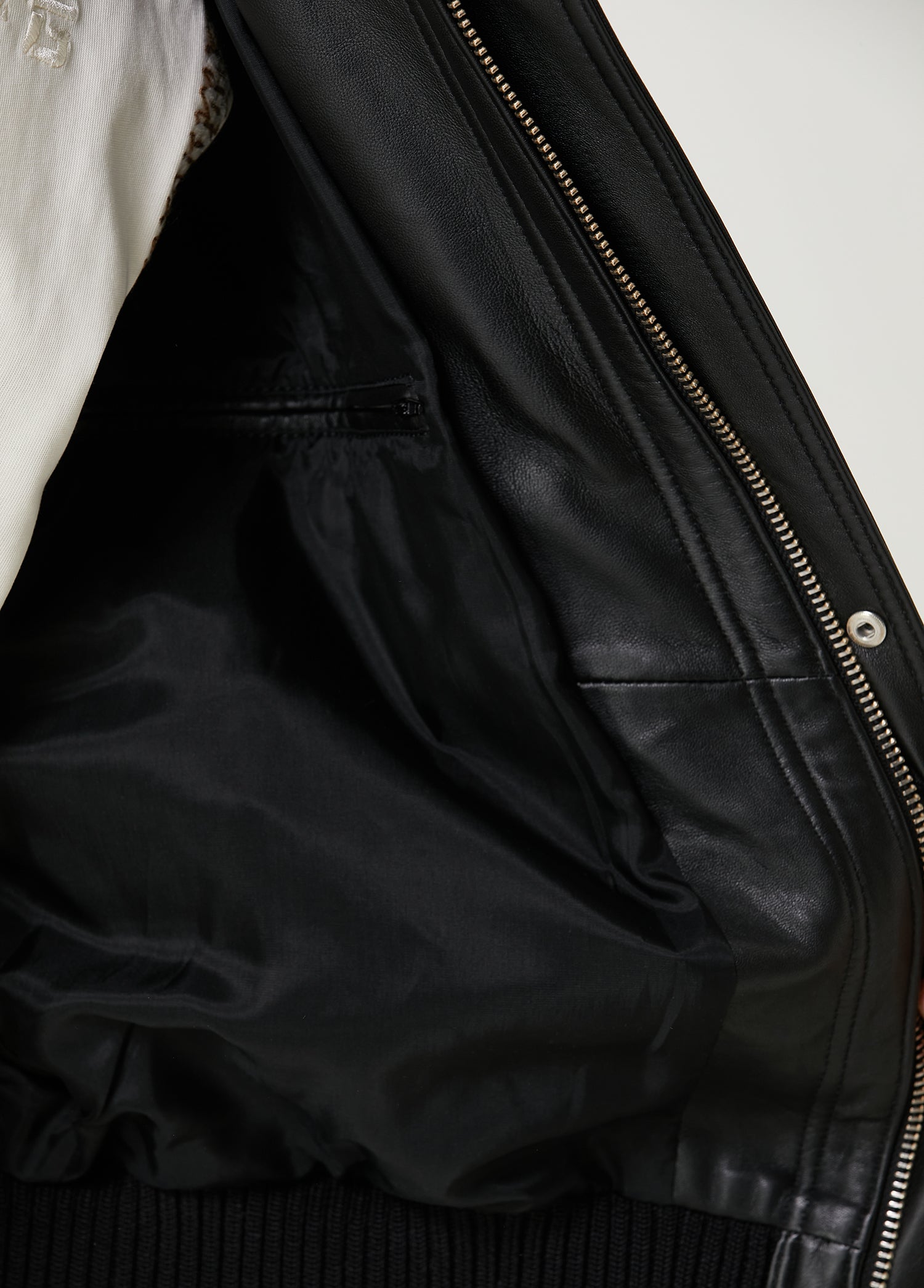 Bomber Men Leather Jacket - Black