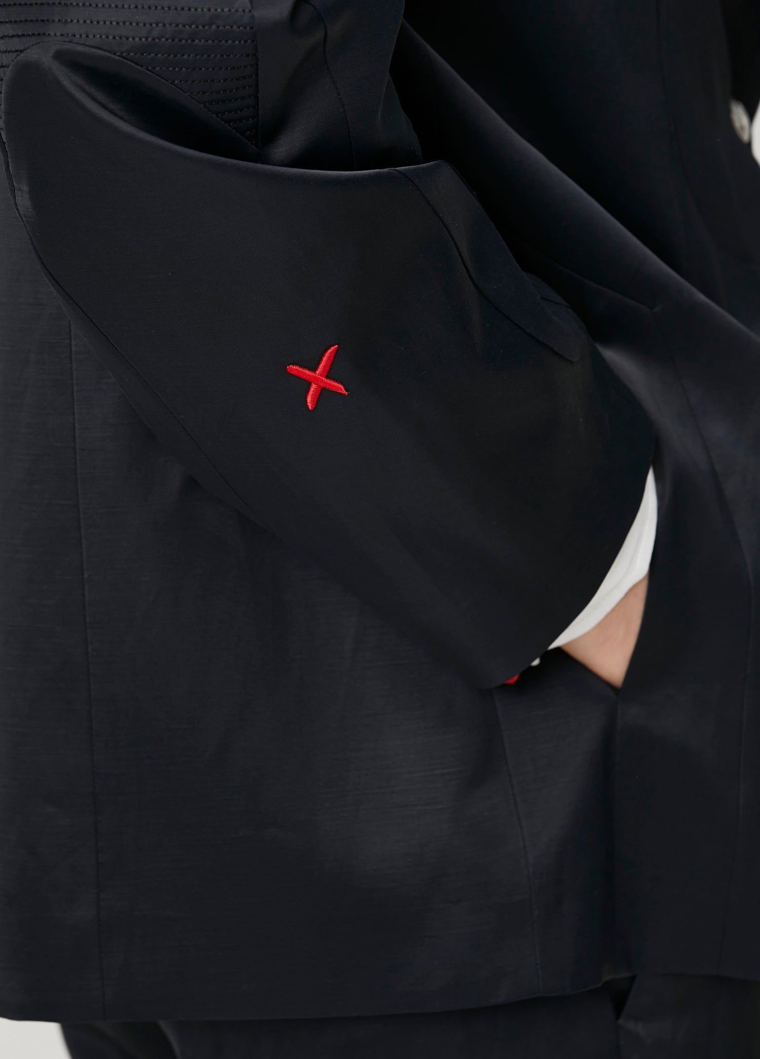 LINEN & COTTON BLEND SHINY WOVEN MEN BLAZER JACKET - BLACK