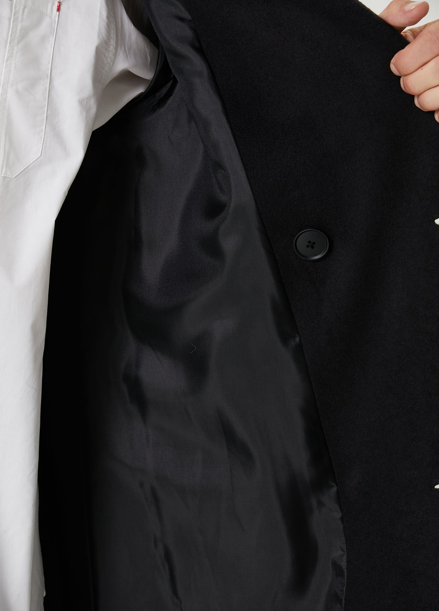 Wool & Cashmere Blend Long Men Coat - Black