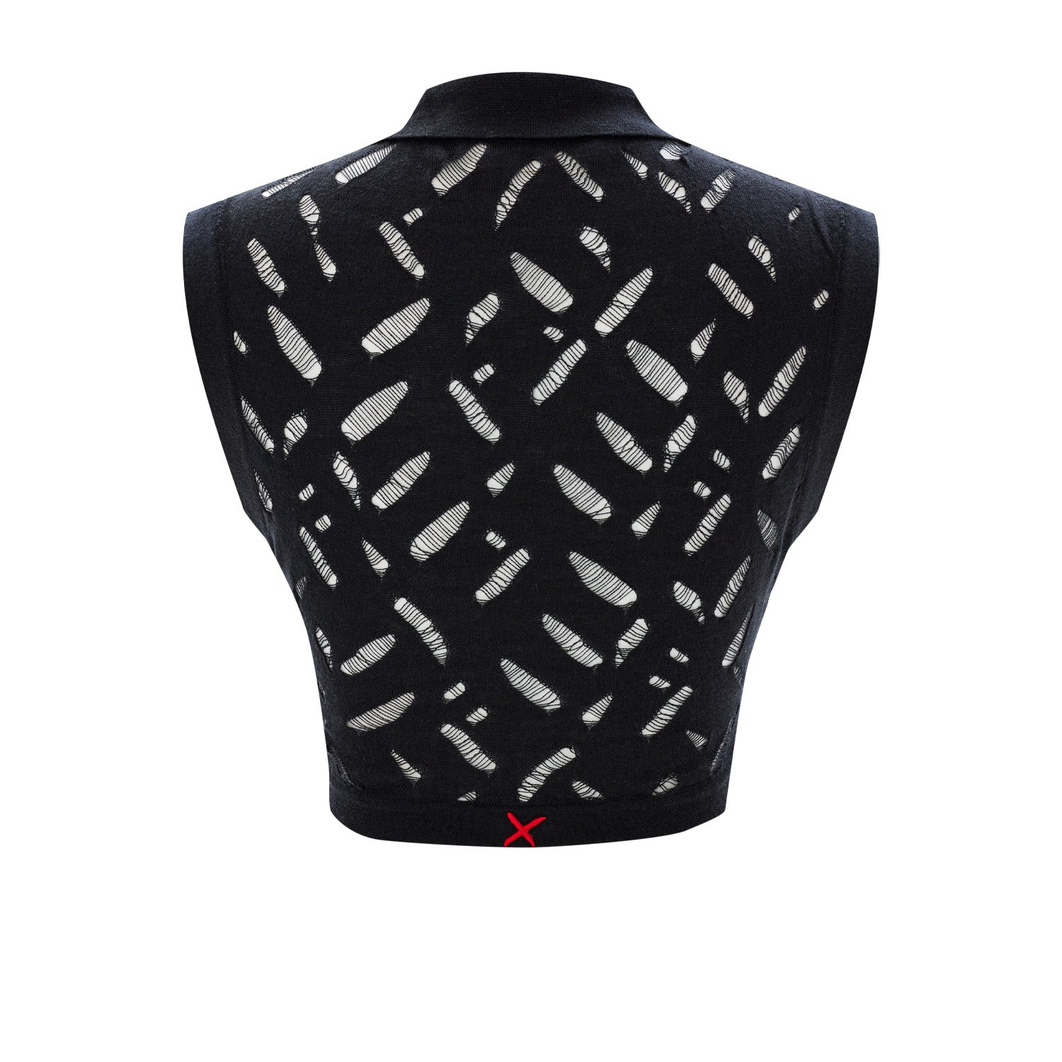 Cropped Ripped Knit Top Jet - Black