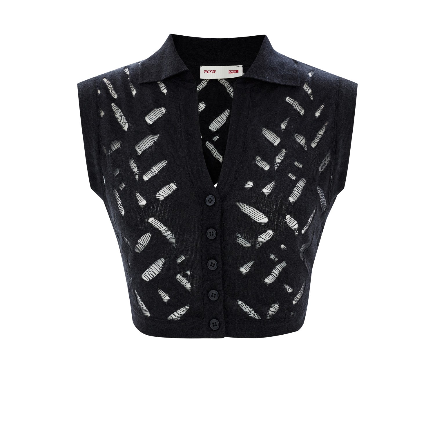 Cropped Ripped Knit Top Jet - Black