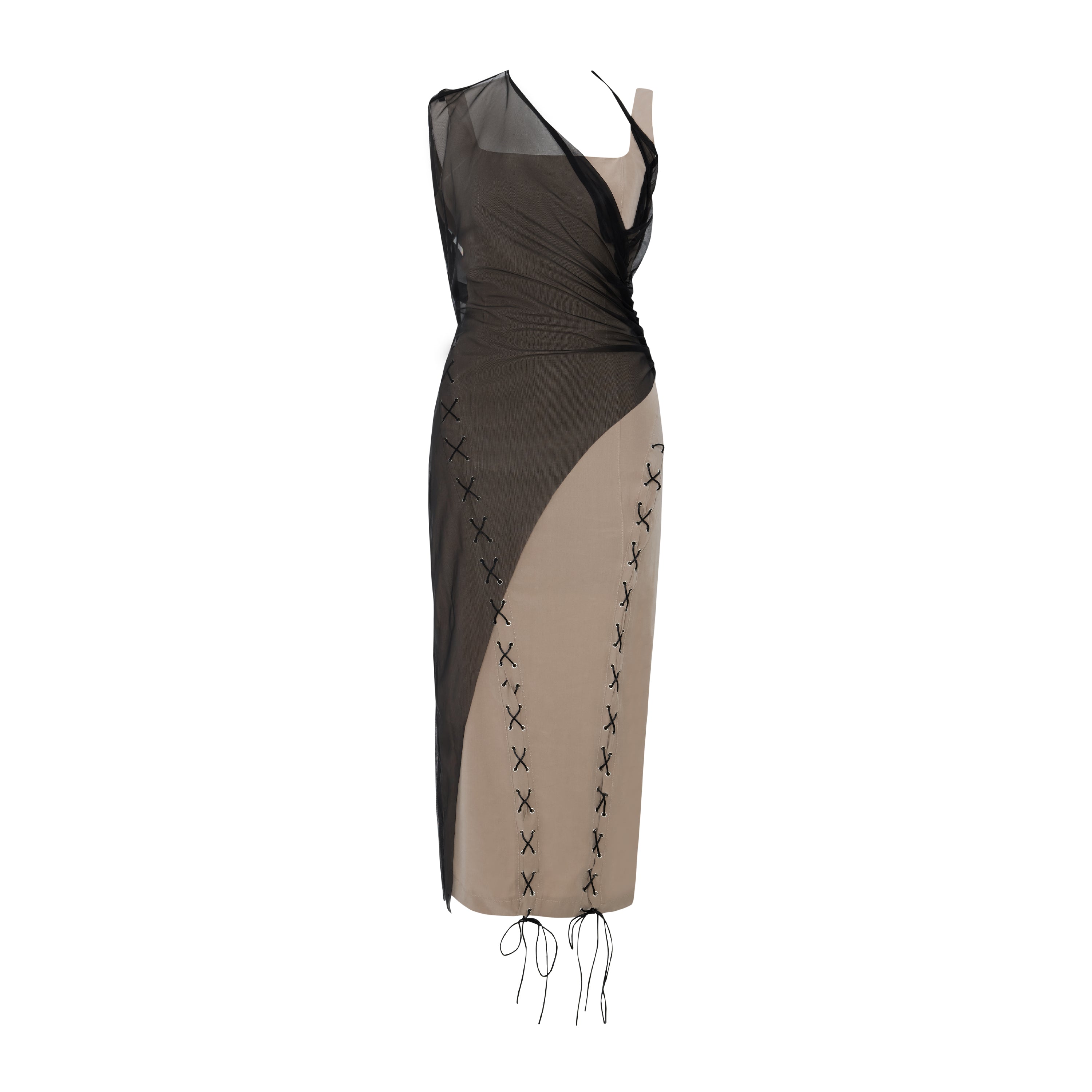 tulle bodycon dress 251P4030 Strapless Beaded Tulle Bodycon High Slit Dress