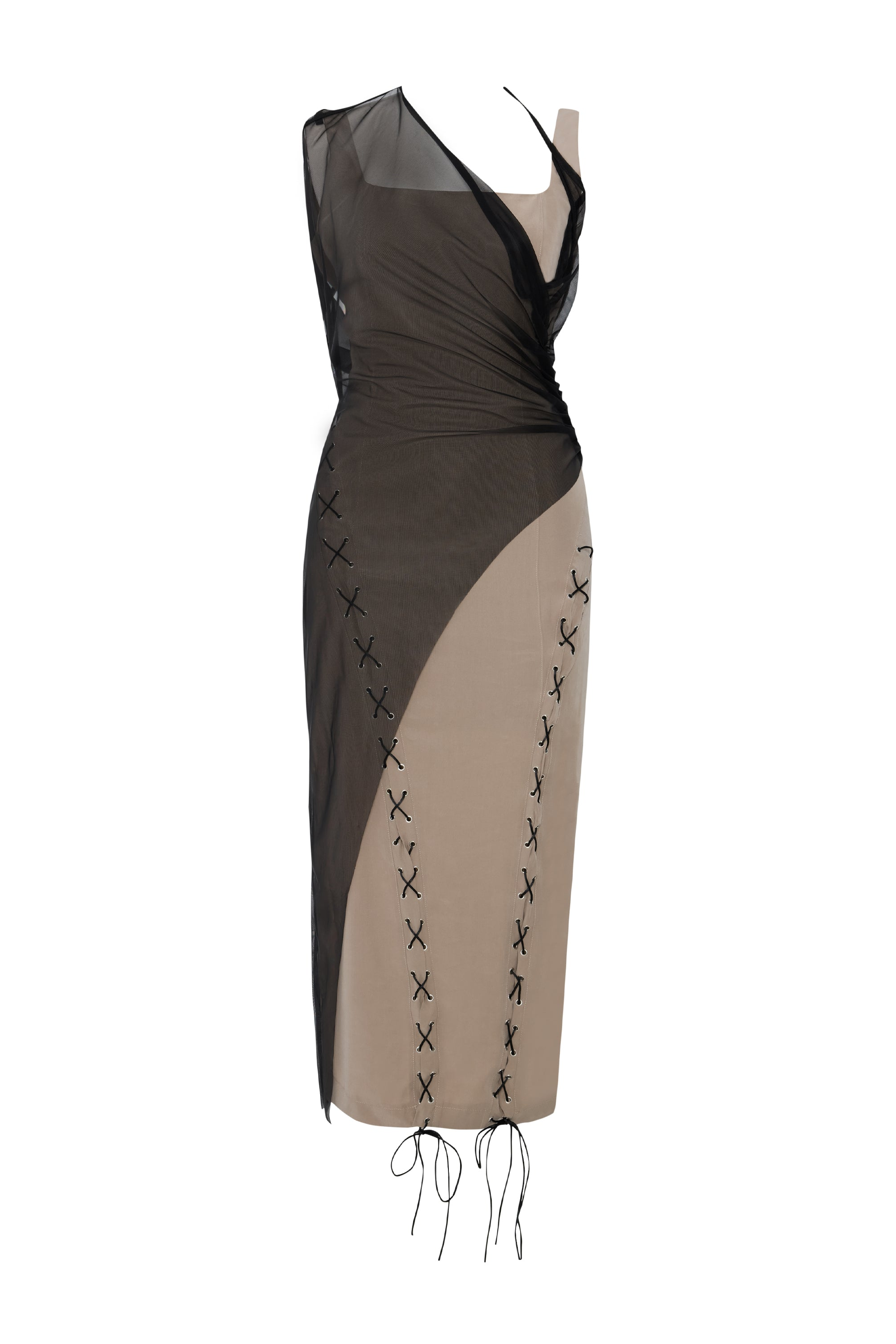 PCFG Women's Bodycon Dress With Tulle - Brown