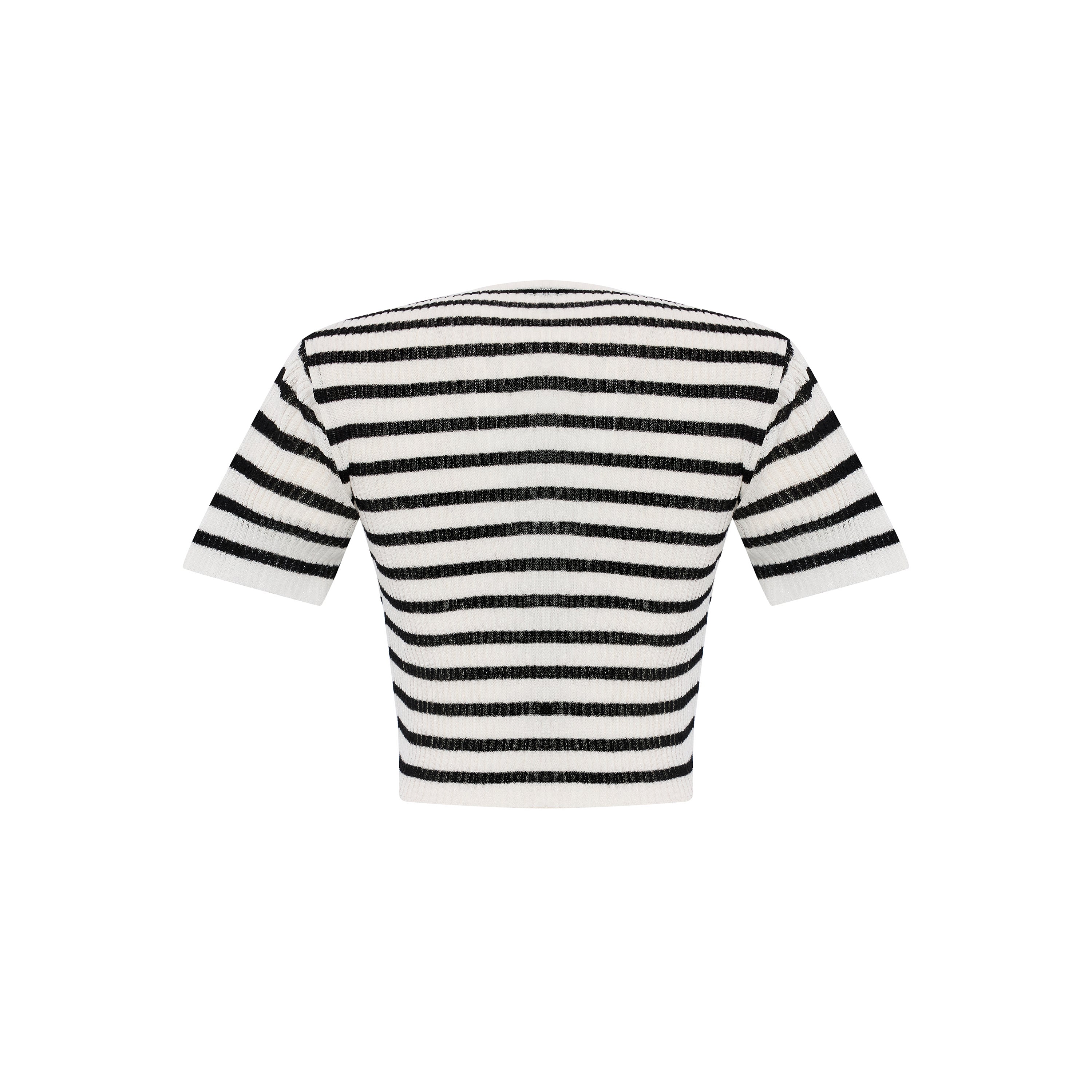 Striped Short Sleeve Knit Top - Jet Black