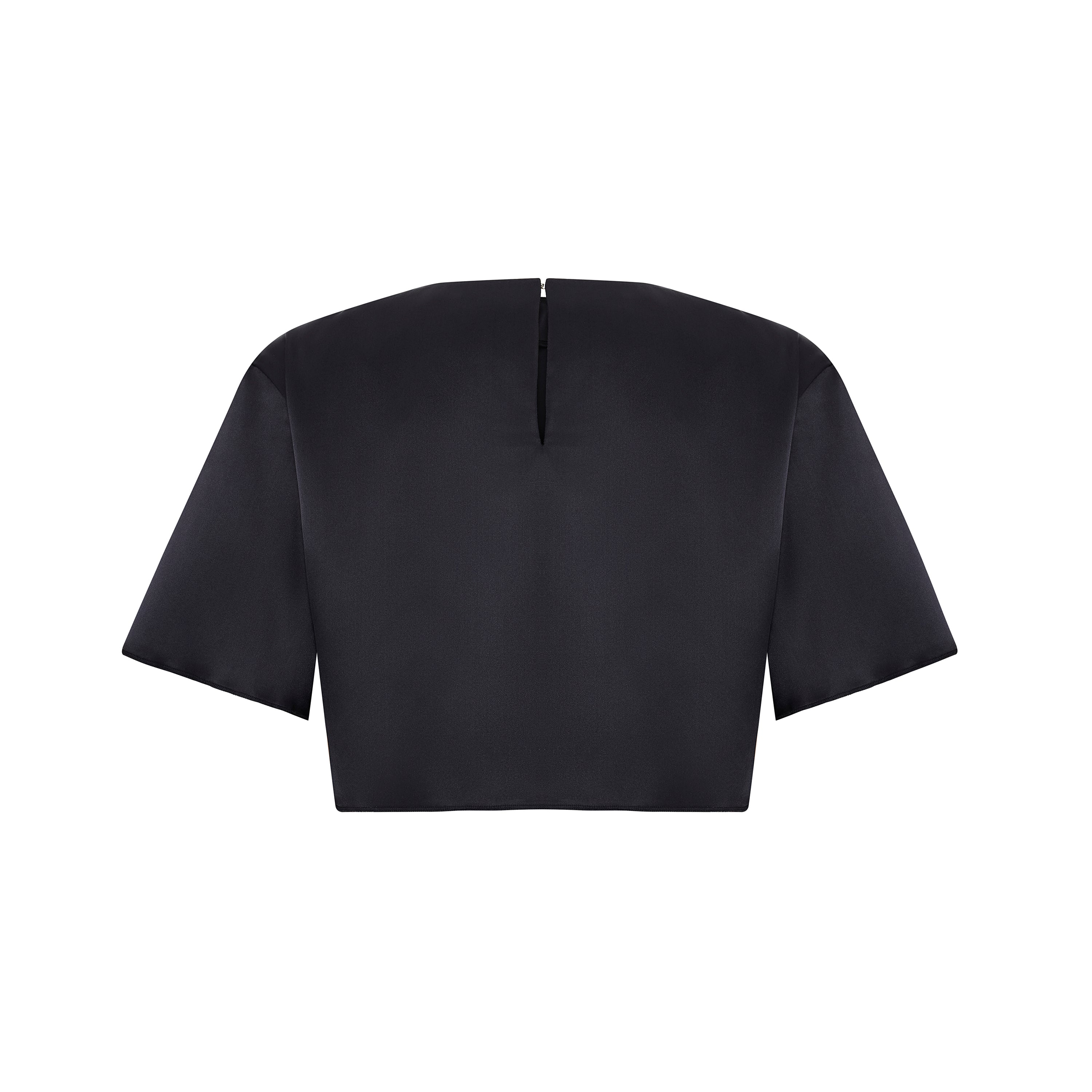Pure Silk Oversized Silk Crop Top - Jet Black