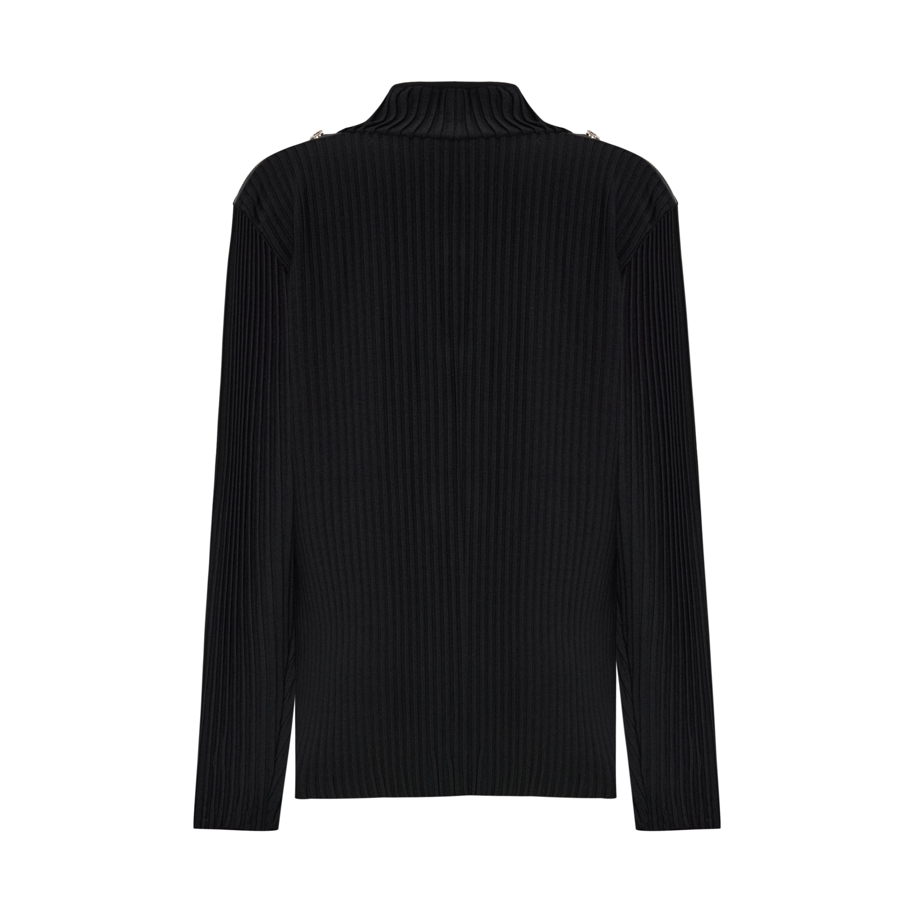 KNIT CARDIGAN WITH ZIP DETAIL - BLACK