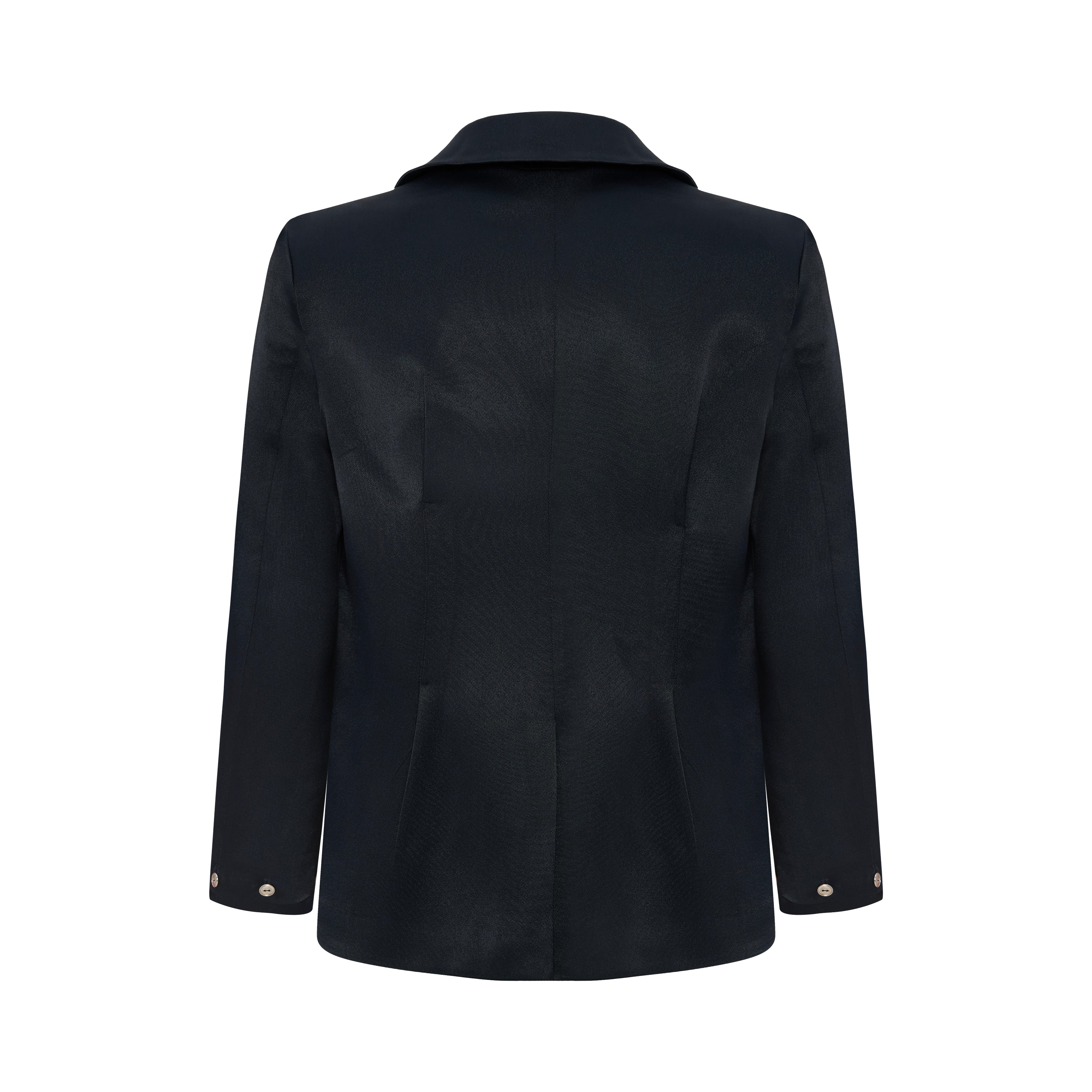 LINEN BLEND WOVEN JACKET - JET BLACK
