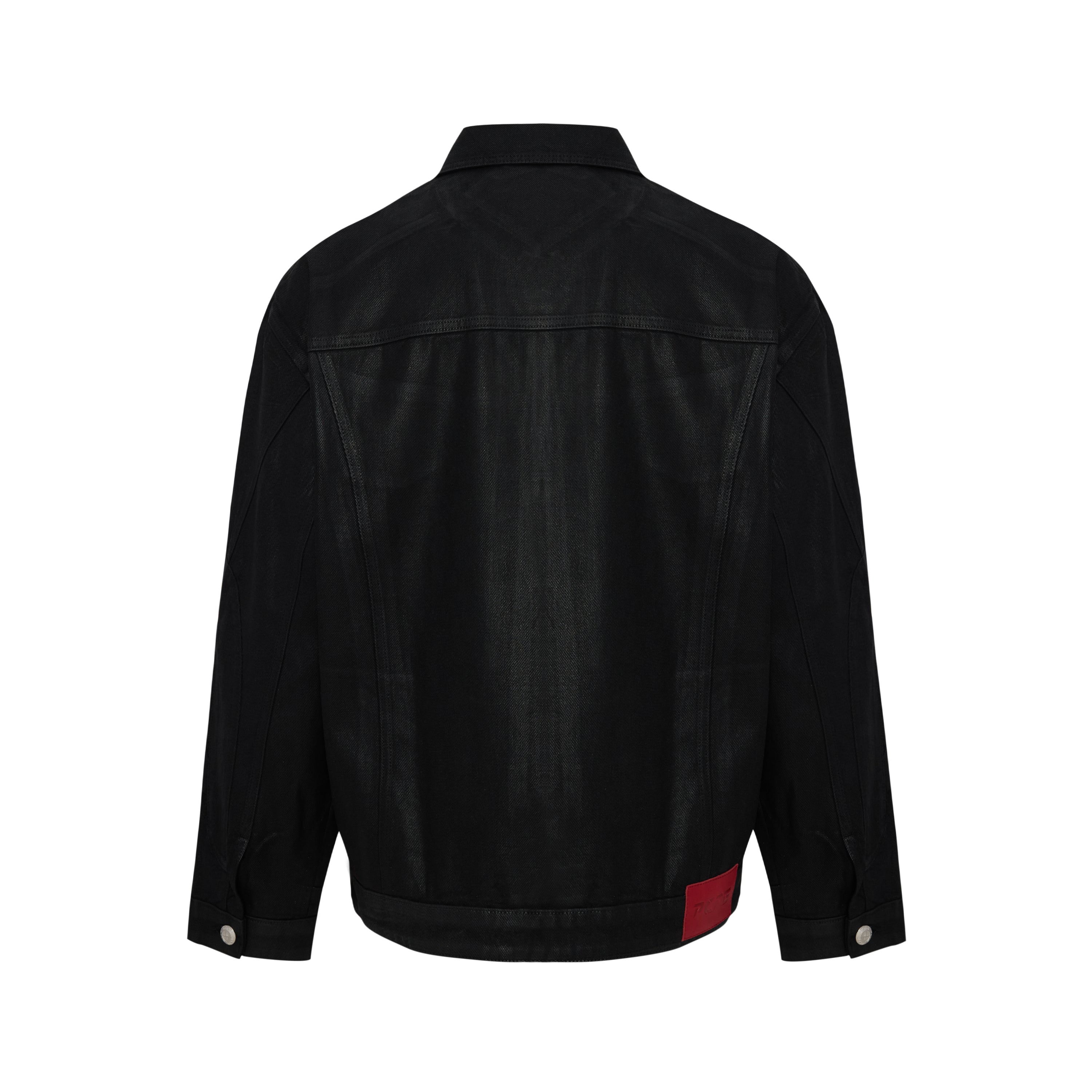 PURE COTTON SHINY COATED MEN DENIM JACKET - BLACK