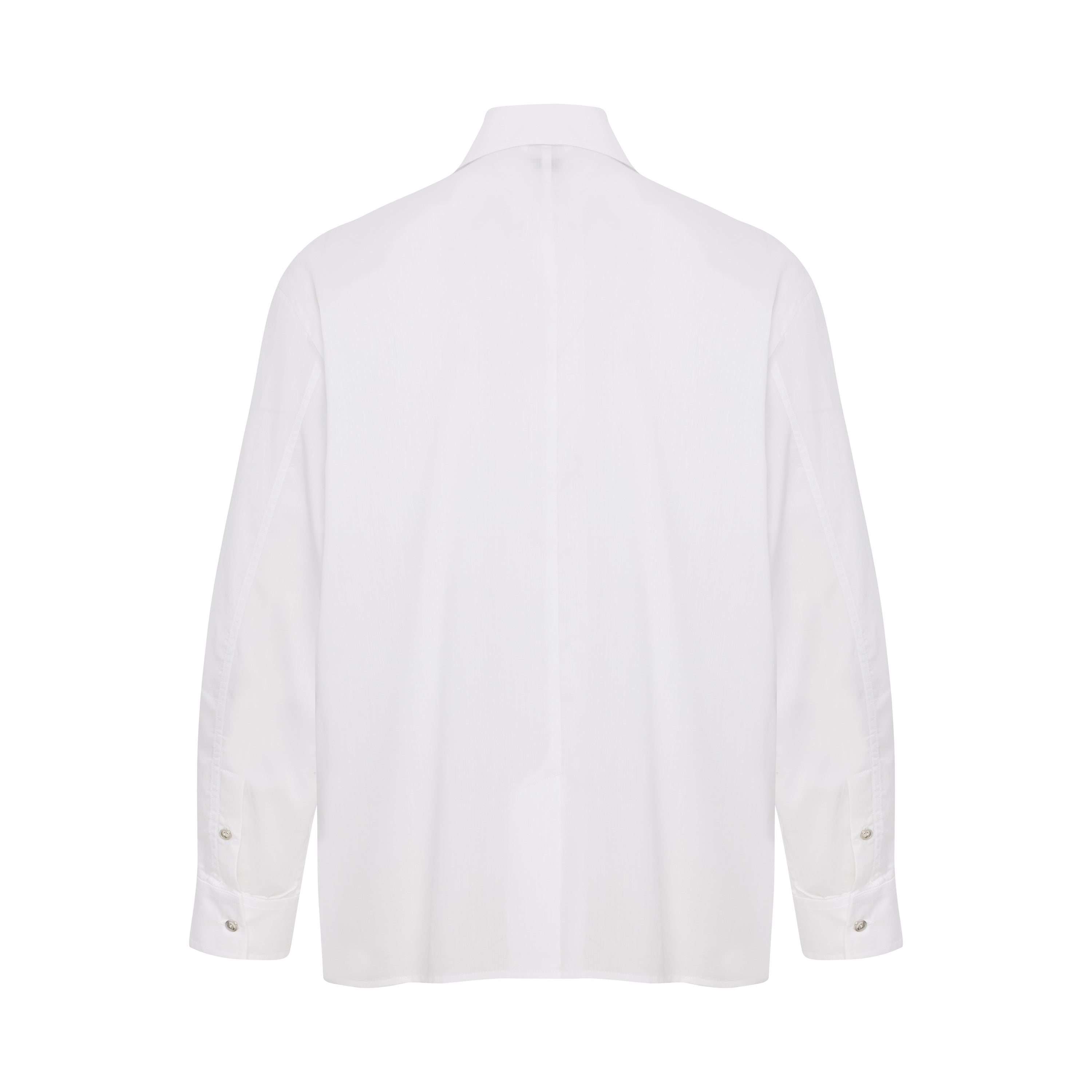 PURE COTTON WOVEN SHIRT WITH ZIP - WHITE