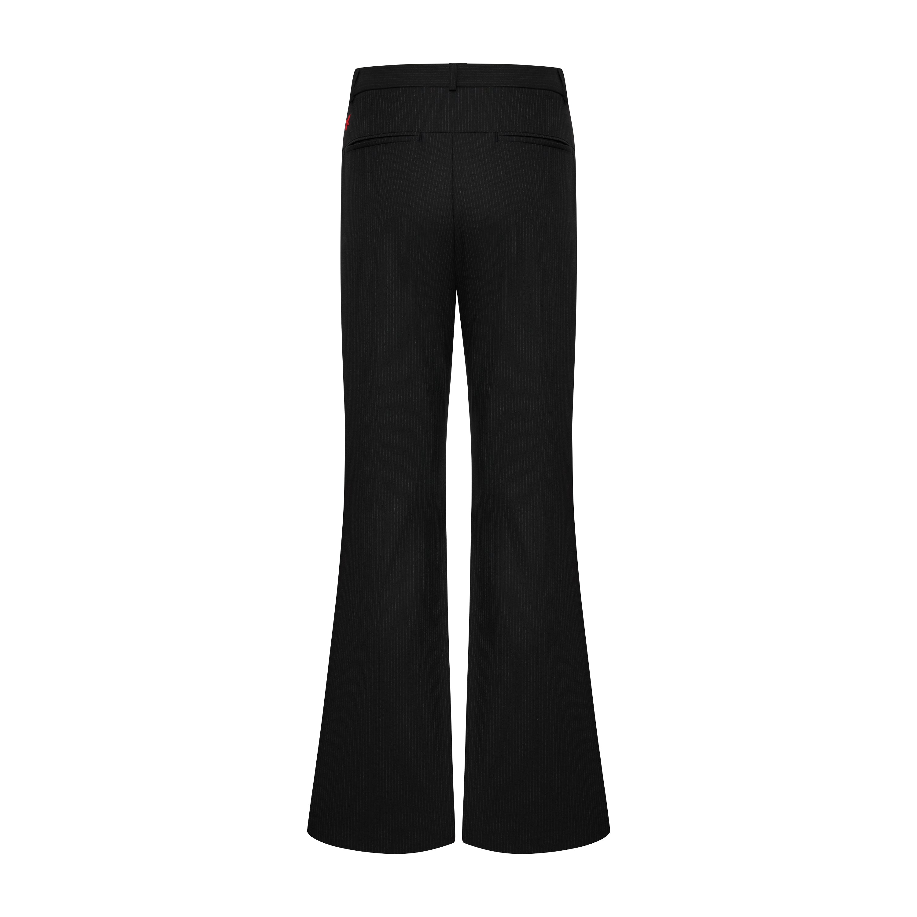 STRIPED WOVEN MEN FLARE PANT - BLACK