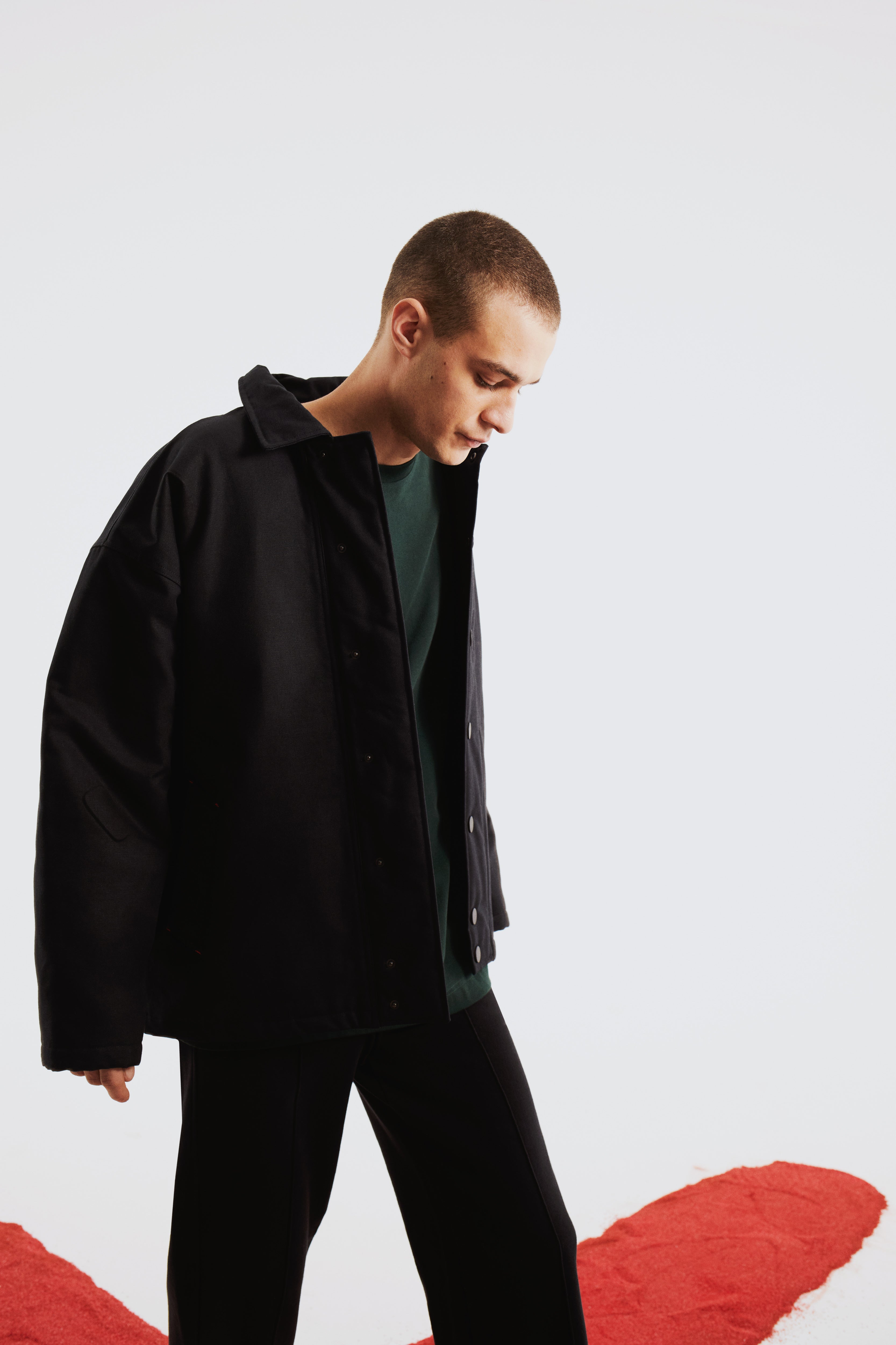 Cotton Men Oversized Puffer Jacket - Black