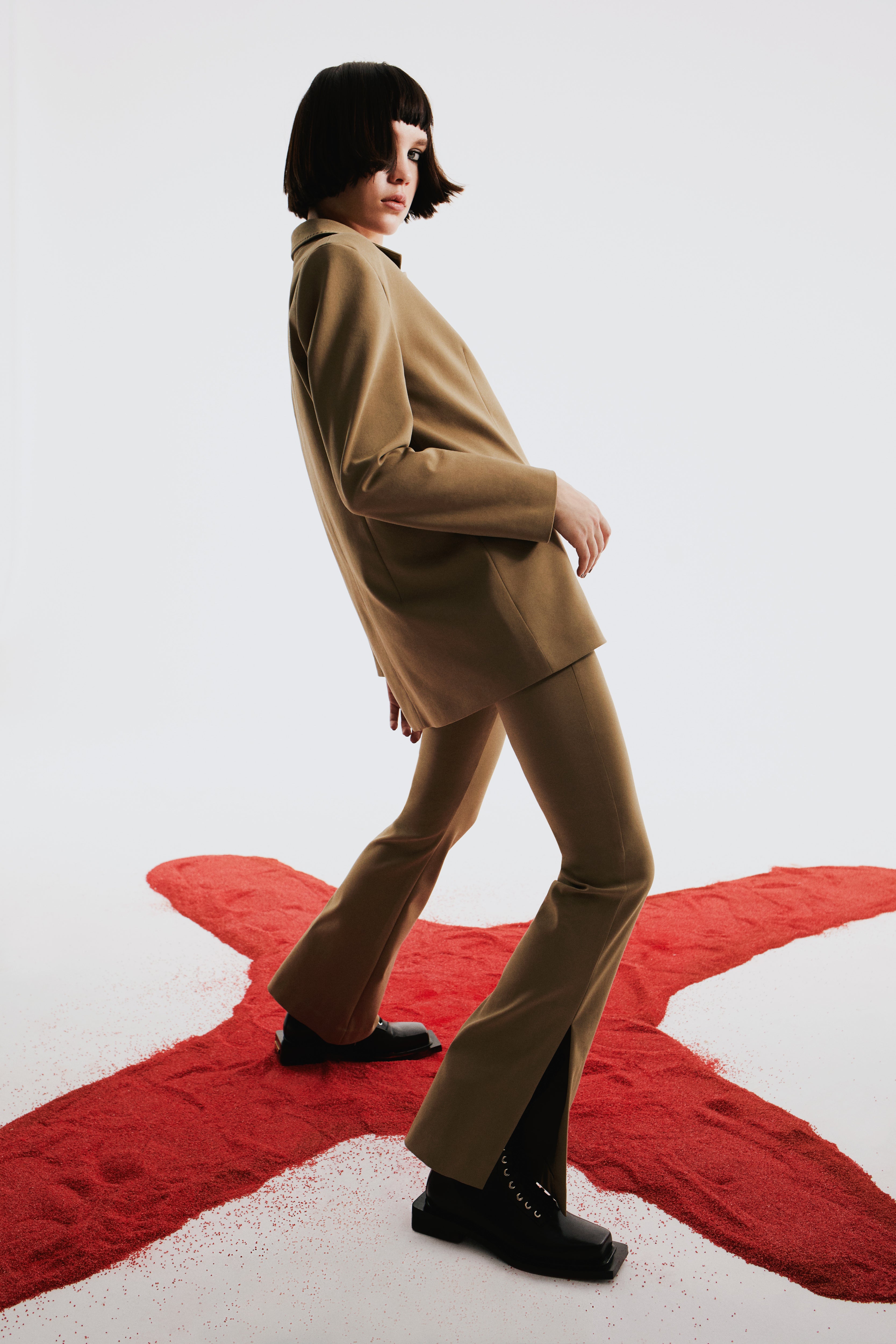 Cotton Flared Skinny Pant - Covert Green