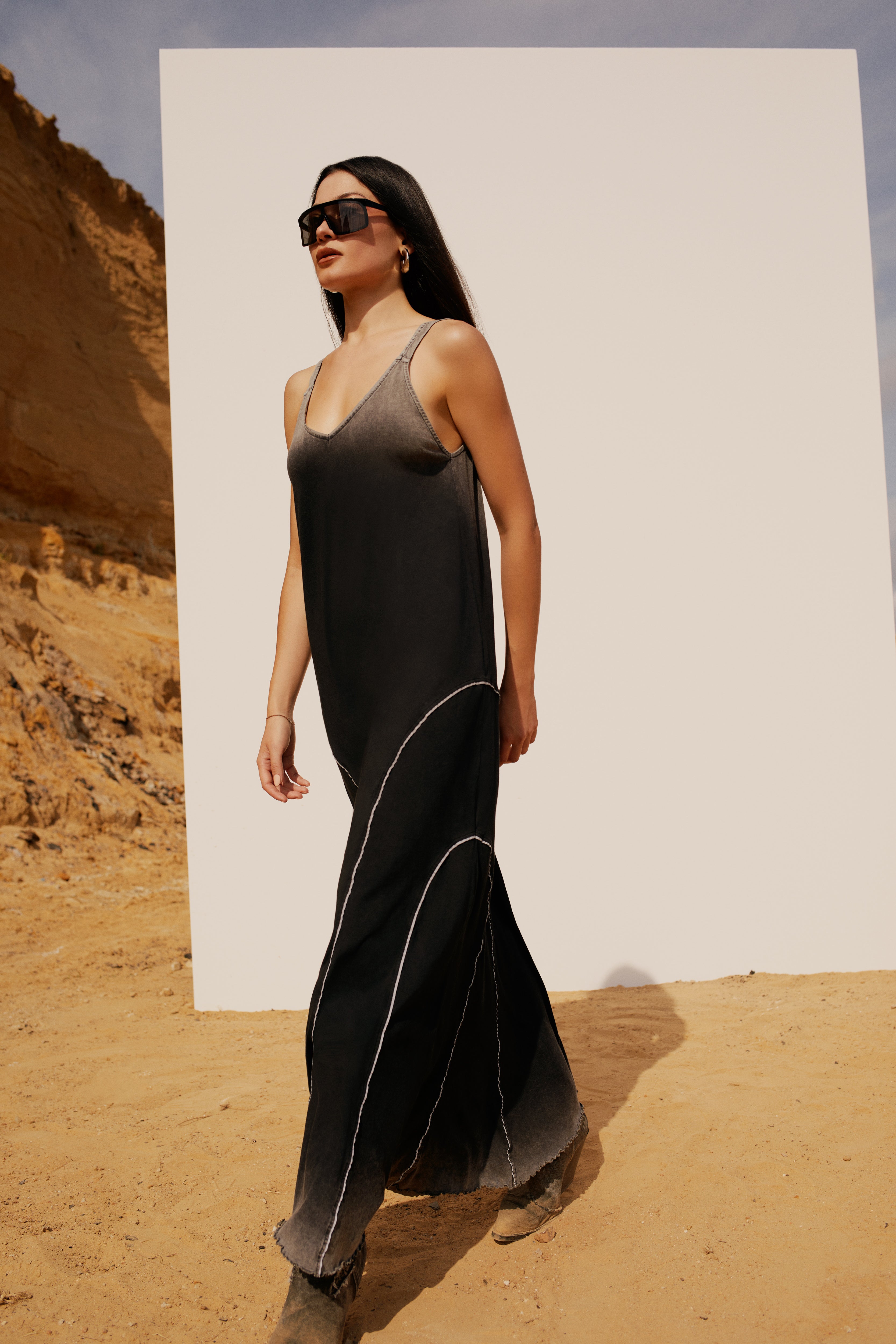 acid wash maxi dress PCFG Women's Free Heaven Acid Wash Long Dress