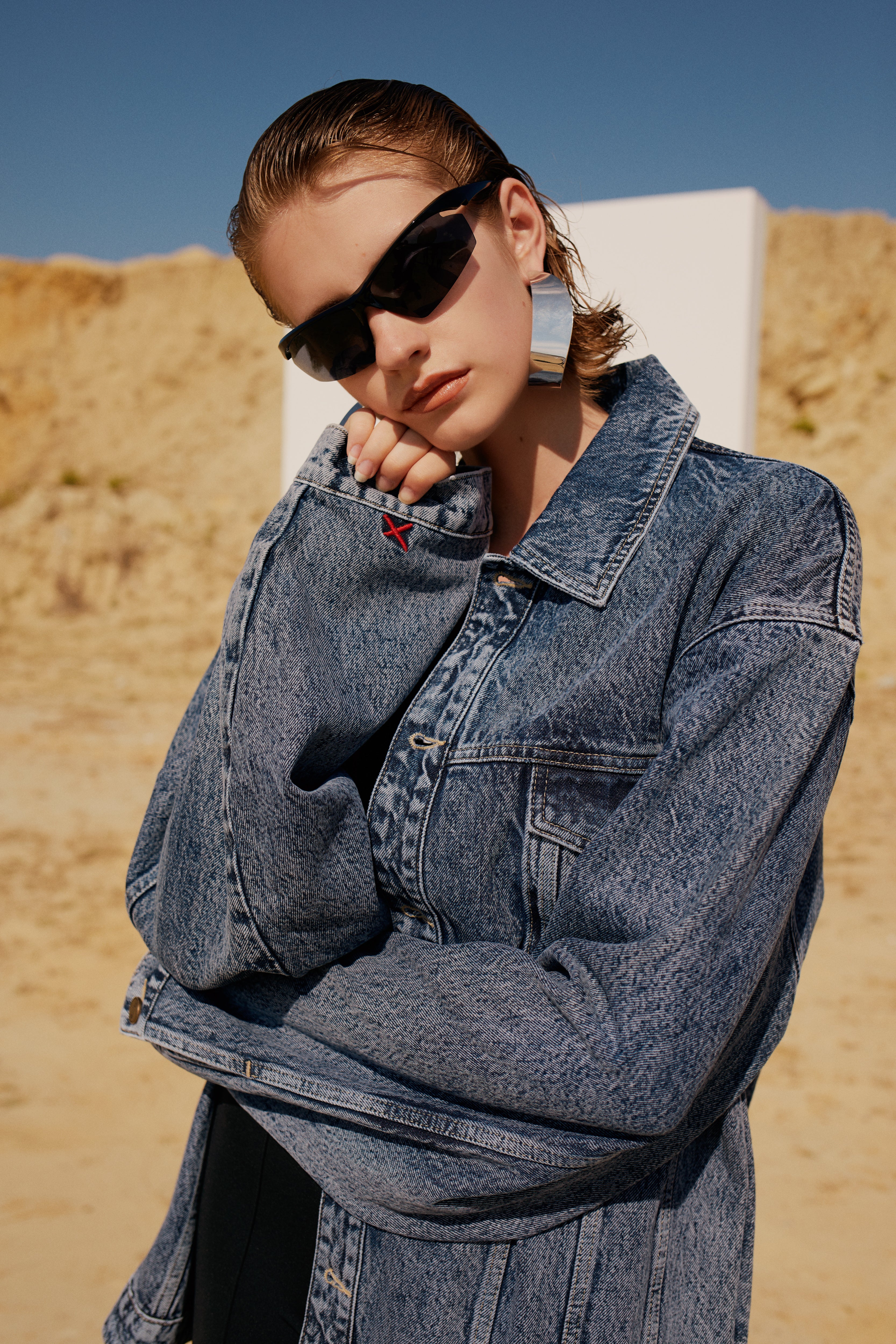 Pure Cotton Free Heaven Denim Jacket With Washed Effect