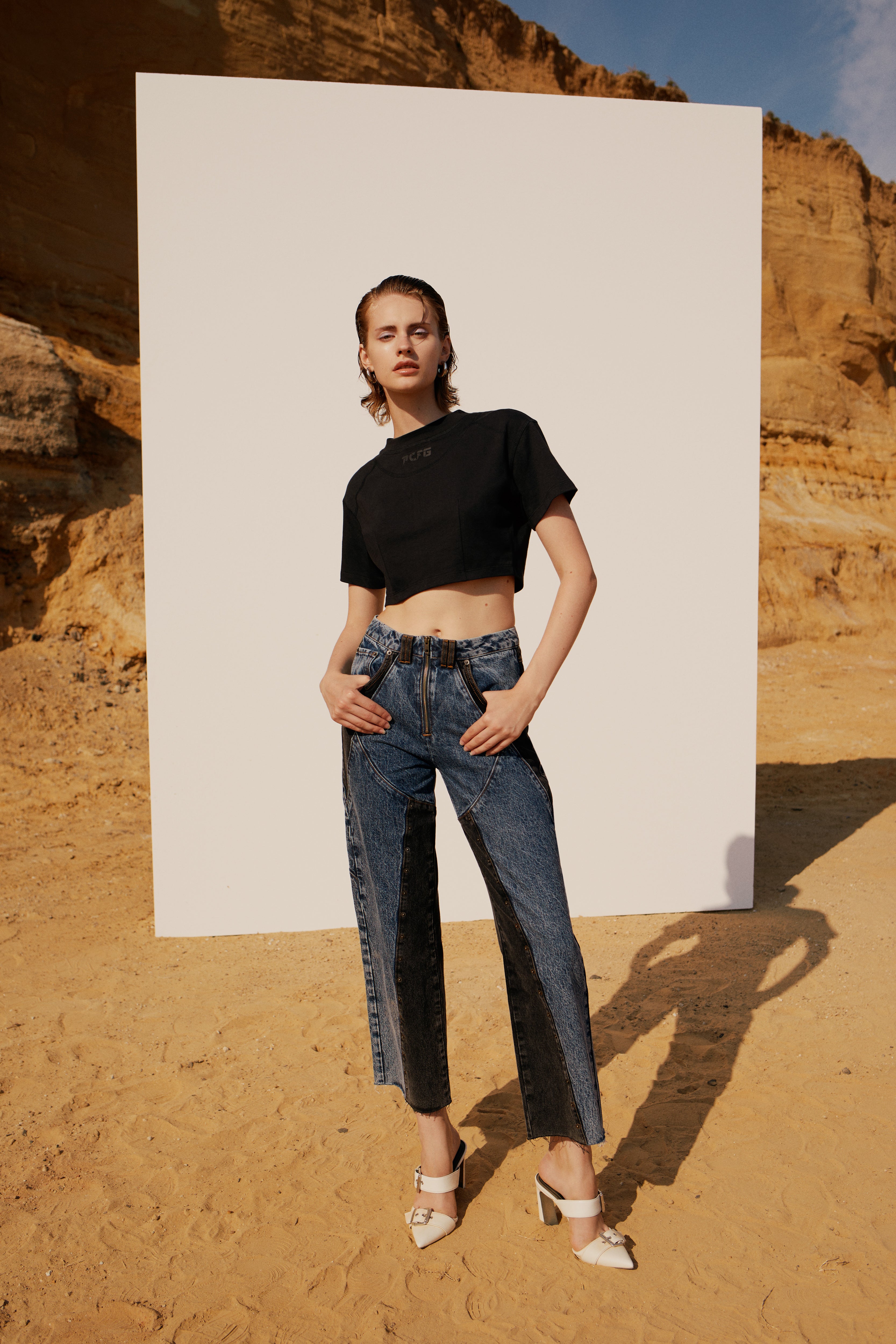 Pure Cotton Free Heaven Crop Tshirt - Jet Black