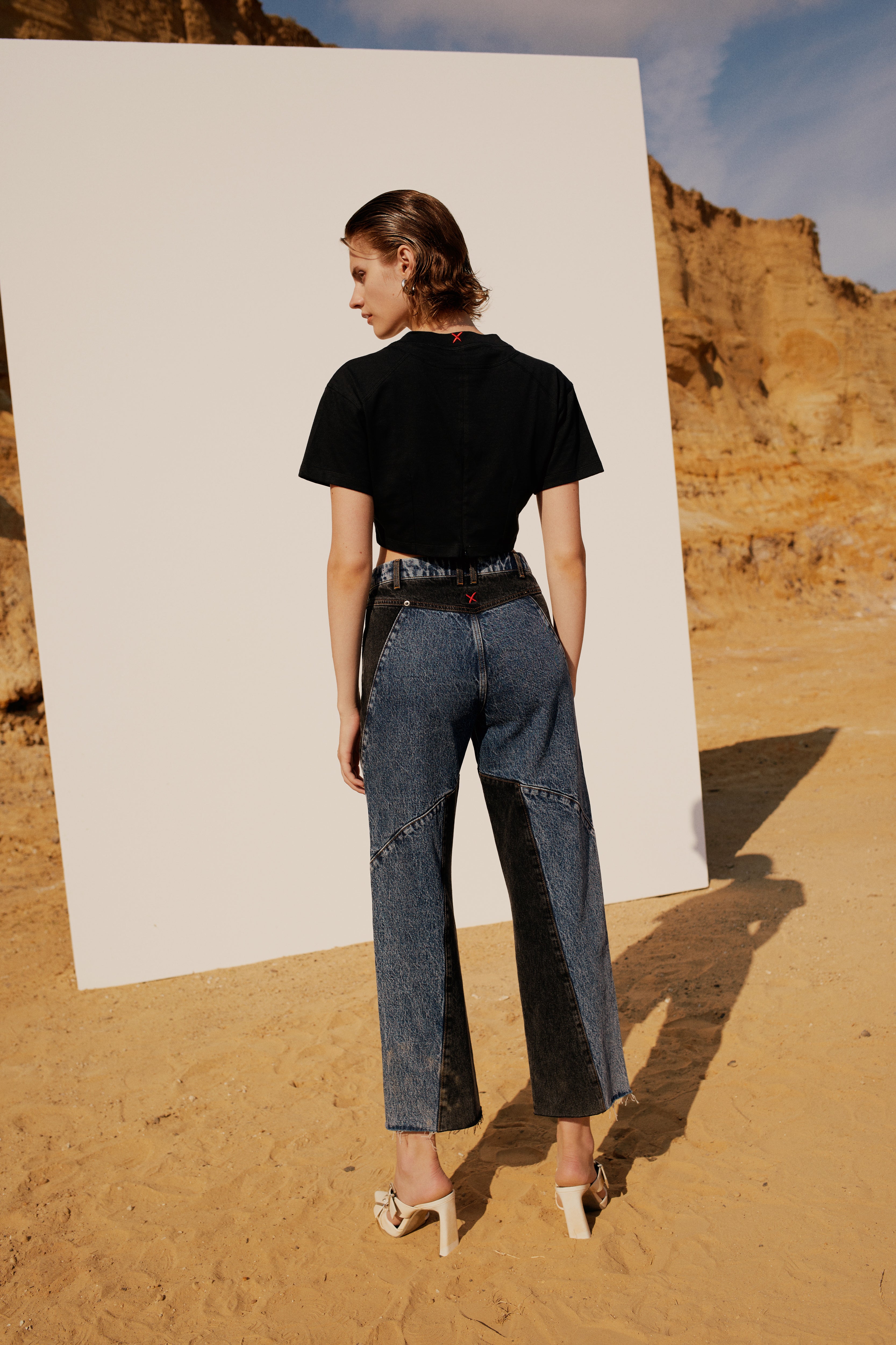 Pure Cotton Free Heaven Crop Tshirt - Jet Black