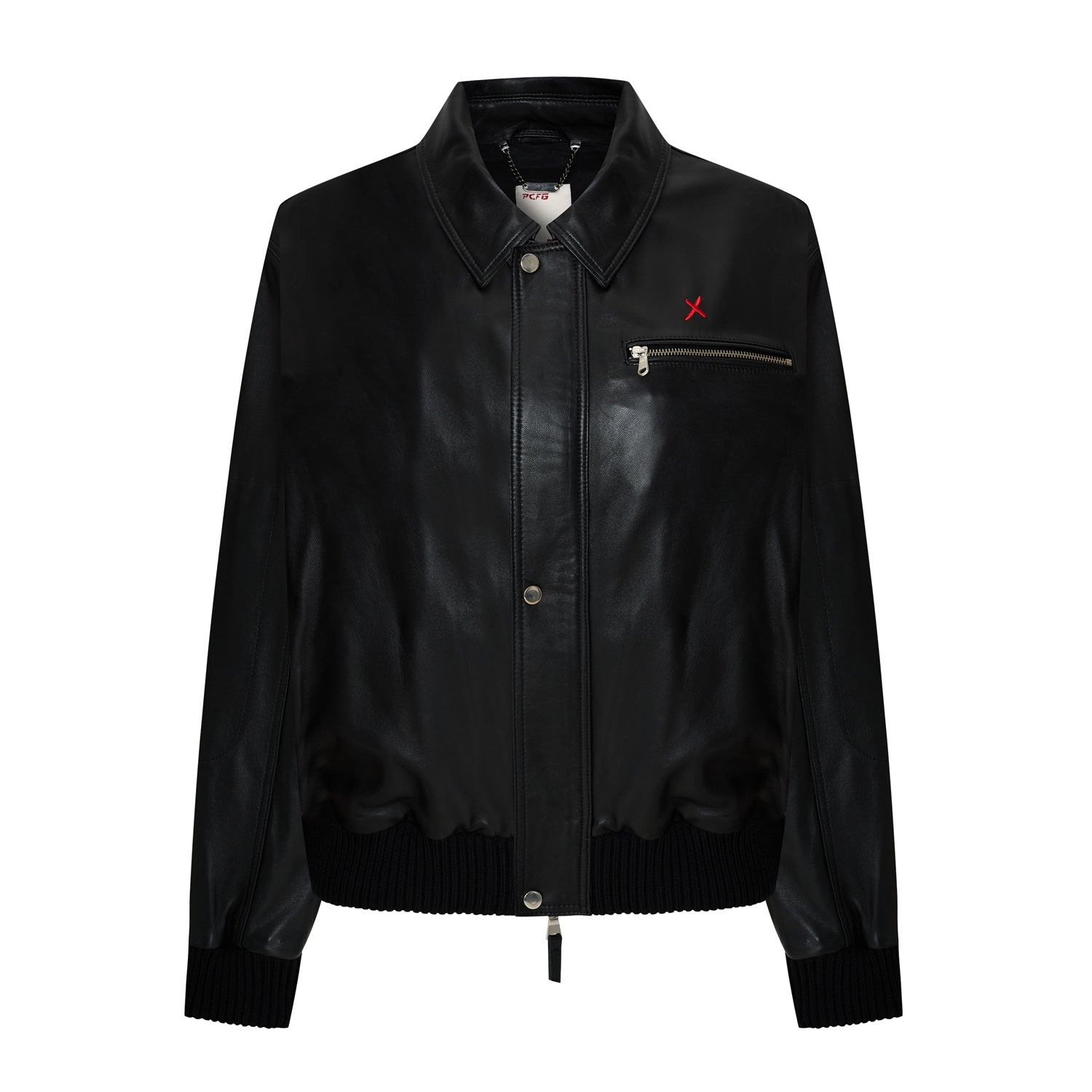 Bomber Men Leather Jacket - Black