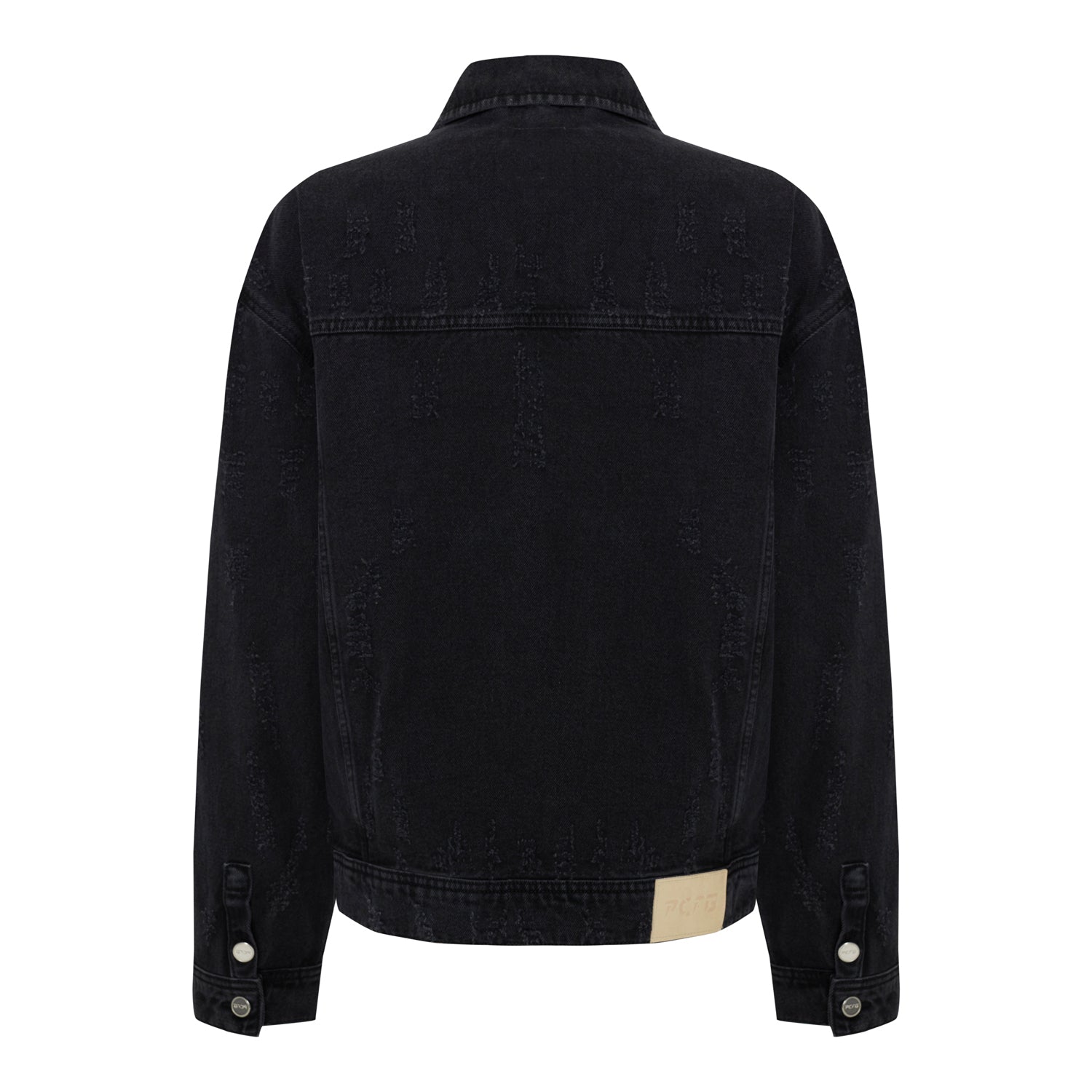 Cotton Distressed Men Denim Jacket - Black