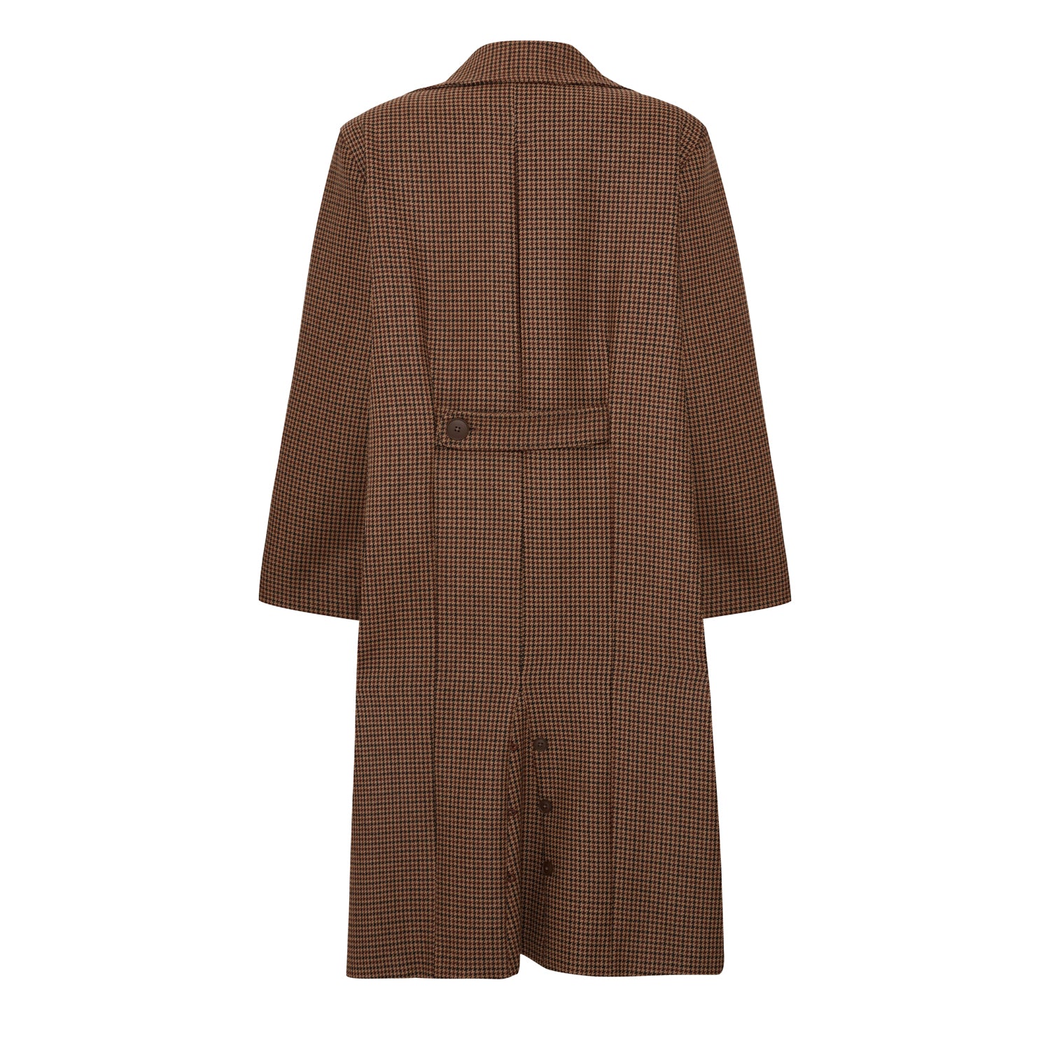 Wool & Cashmere Blend Houndstooth Long Men Coat - Brown