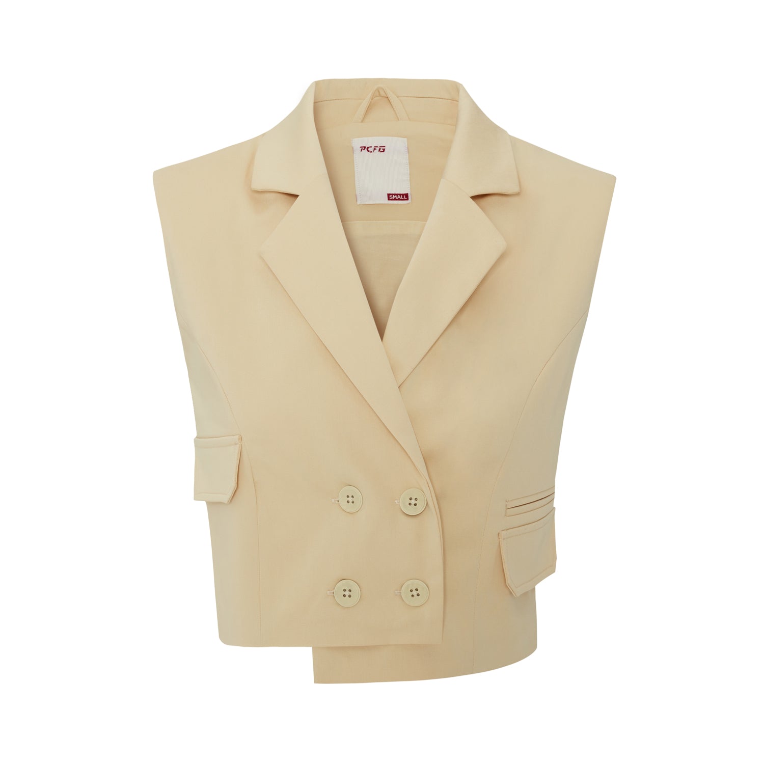 Cotton Woven Crop Vest - Chino Green