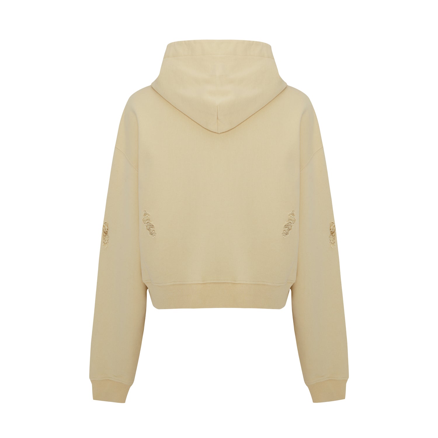 Cotton Destroyed Zip Up Hoodie - Chino Green