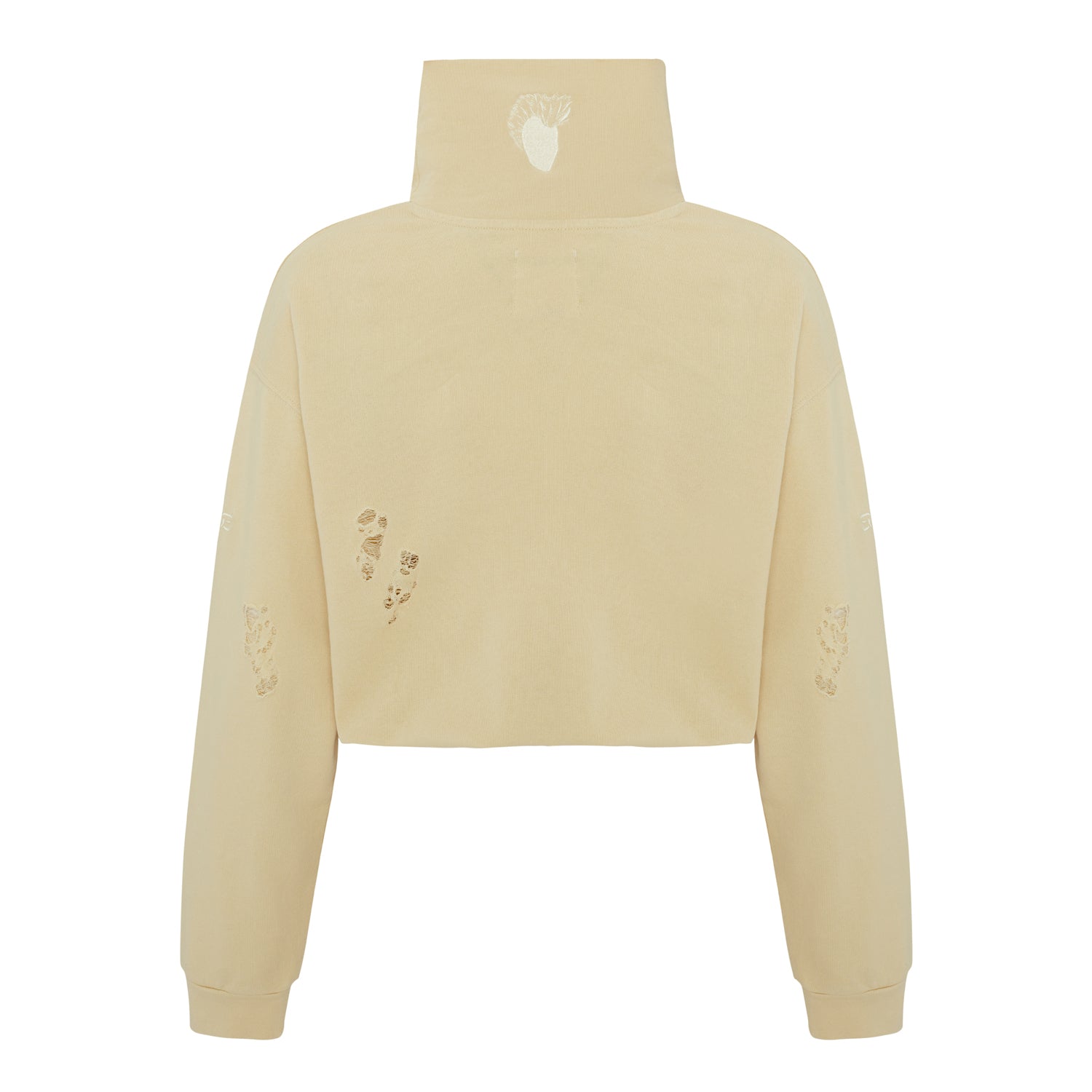 Cotton Destroyed High Neck Sweat - Chino Green