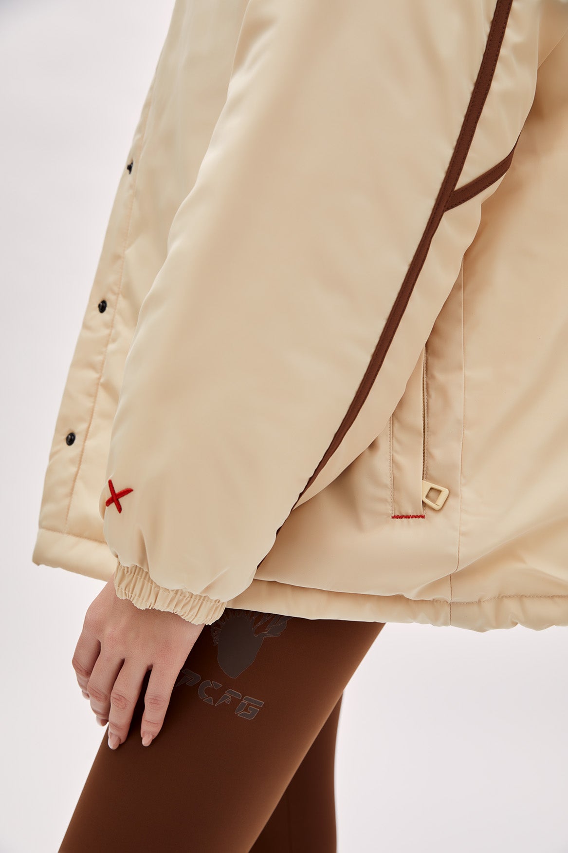 Oversized Contrast Tape Puffer Coat