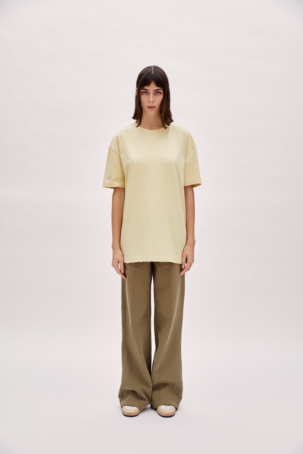 Cotton Destroyed Logo Tee - Chino Green