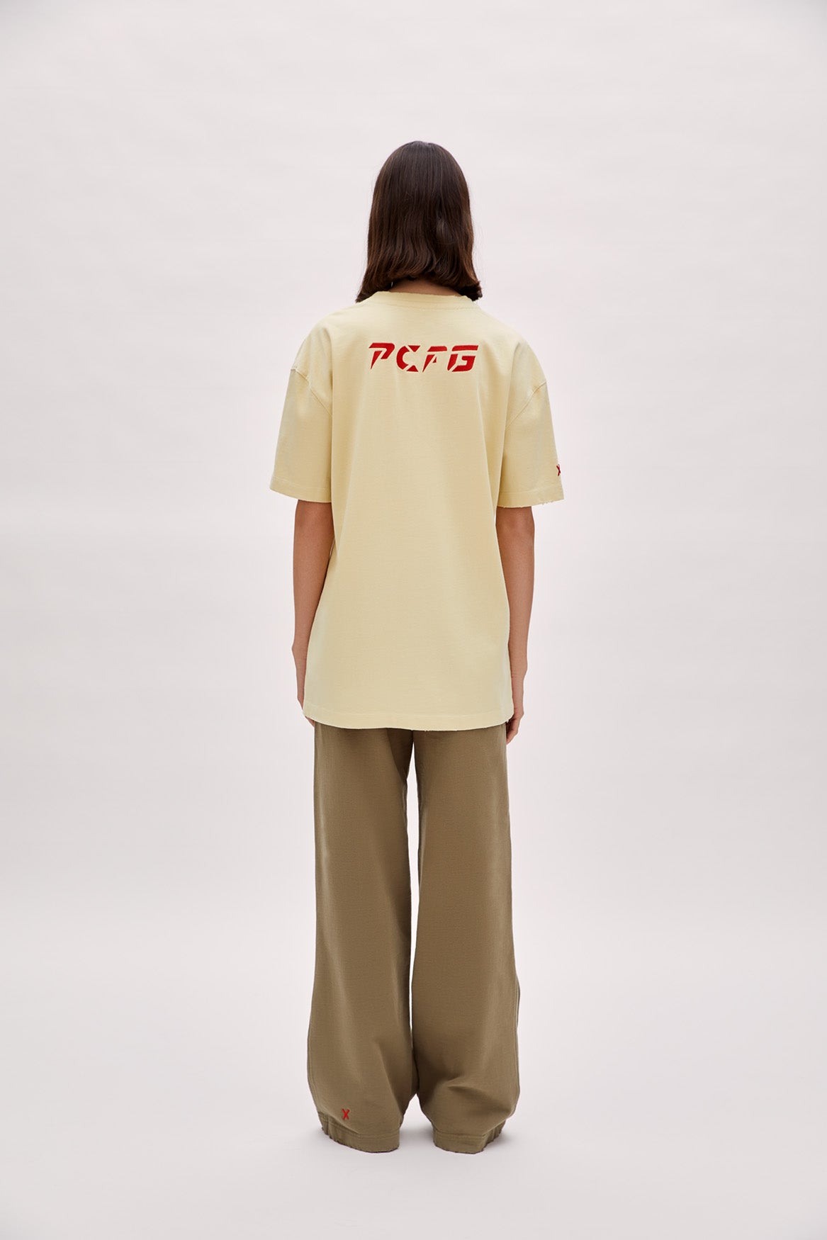 Cotton Destroyed Logo Tee - Chino Green