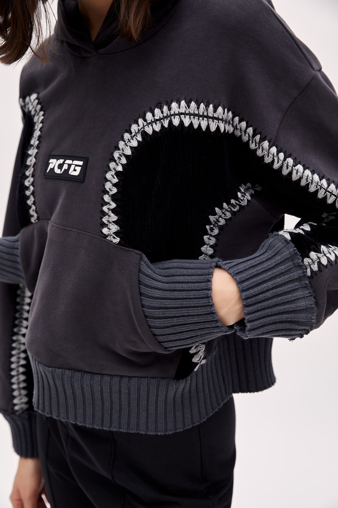 Cotton Panelled Hoodie - Women