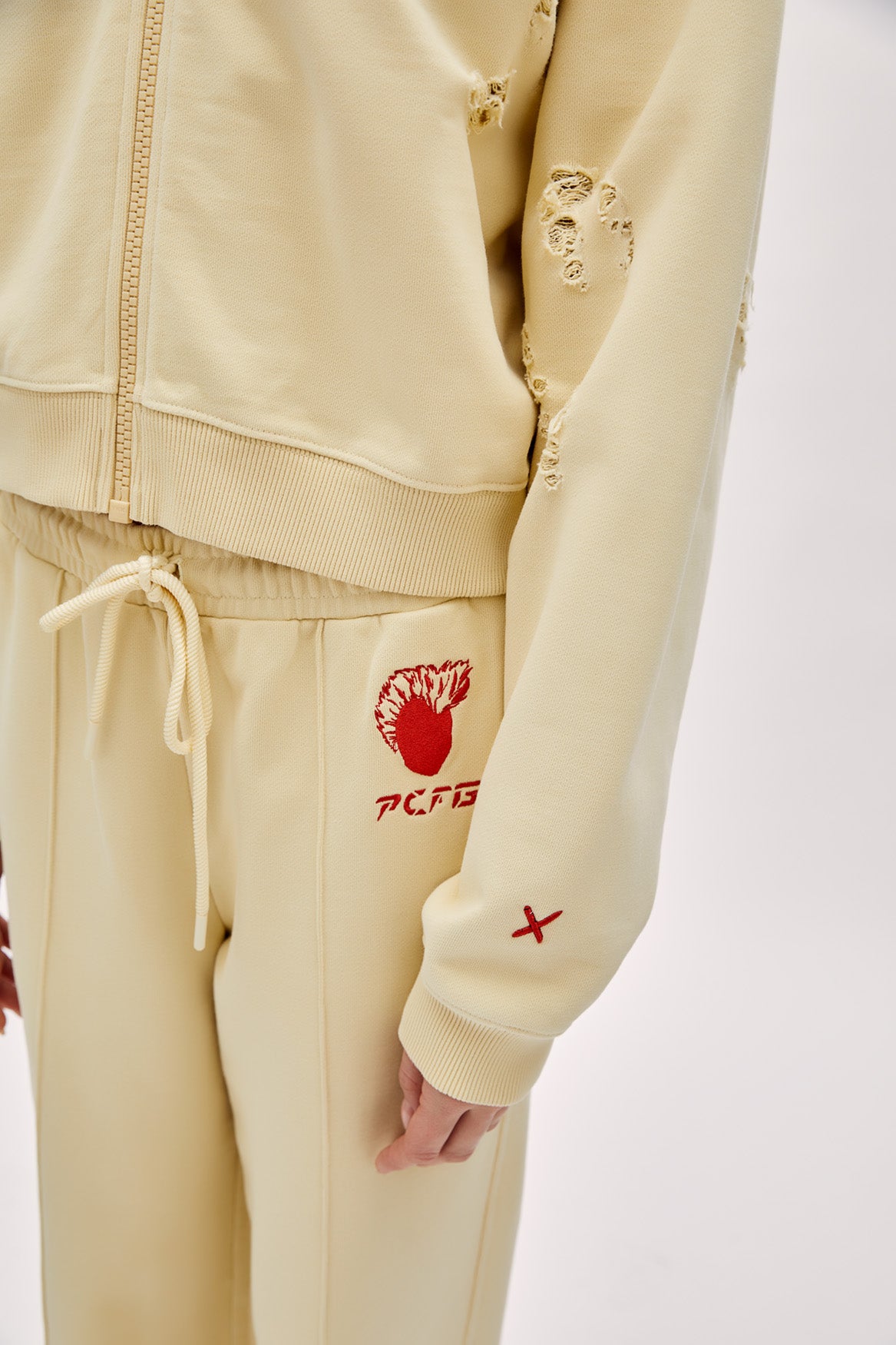 Cotton Destroyed Sweat Pant - Chino Green