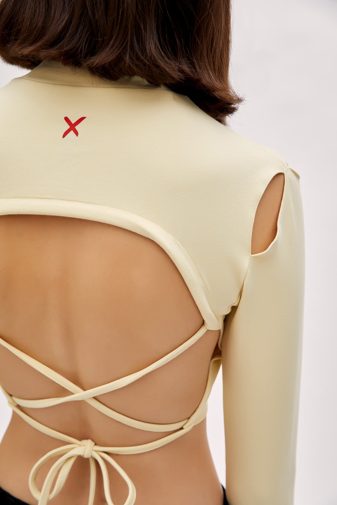 Cotton Long Sleeve Crop Top - Chino Green