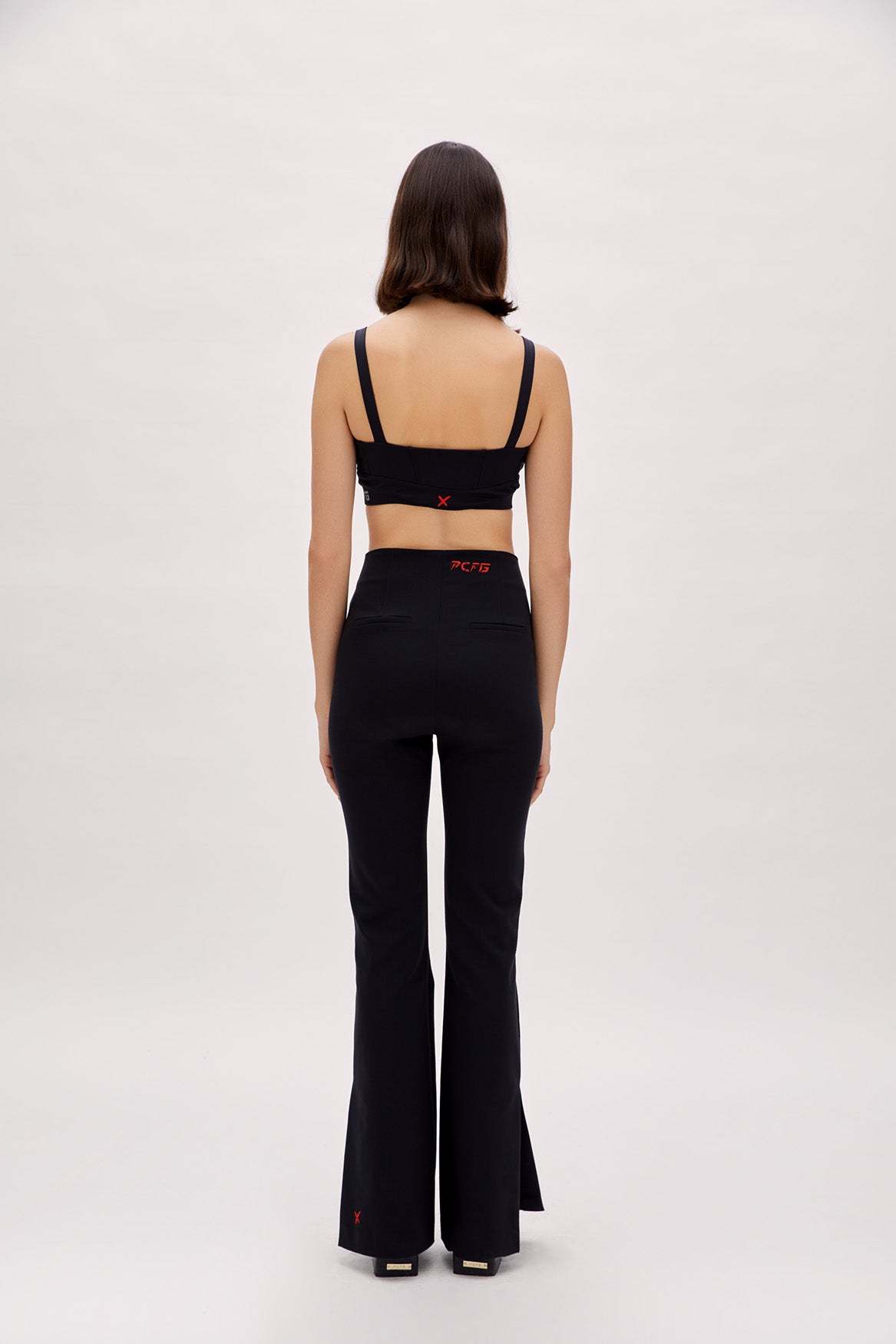 Cotton Flared Skinny Pant - Black