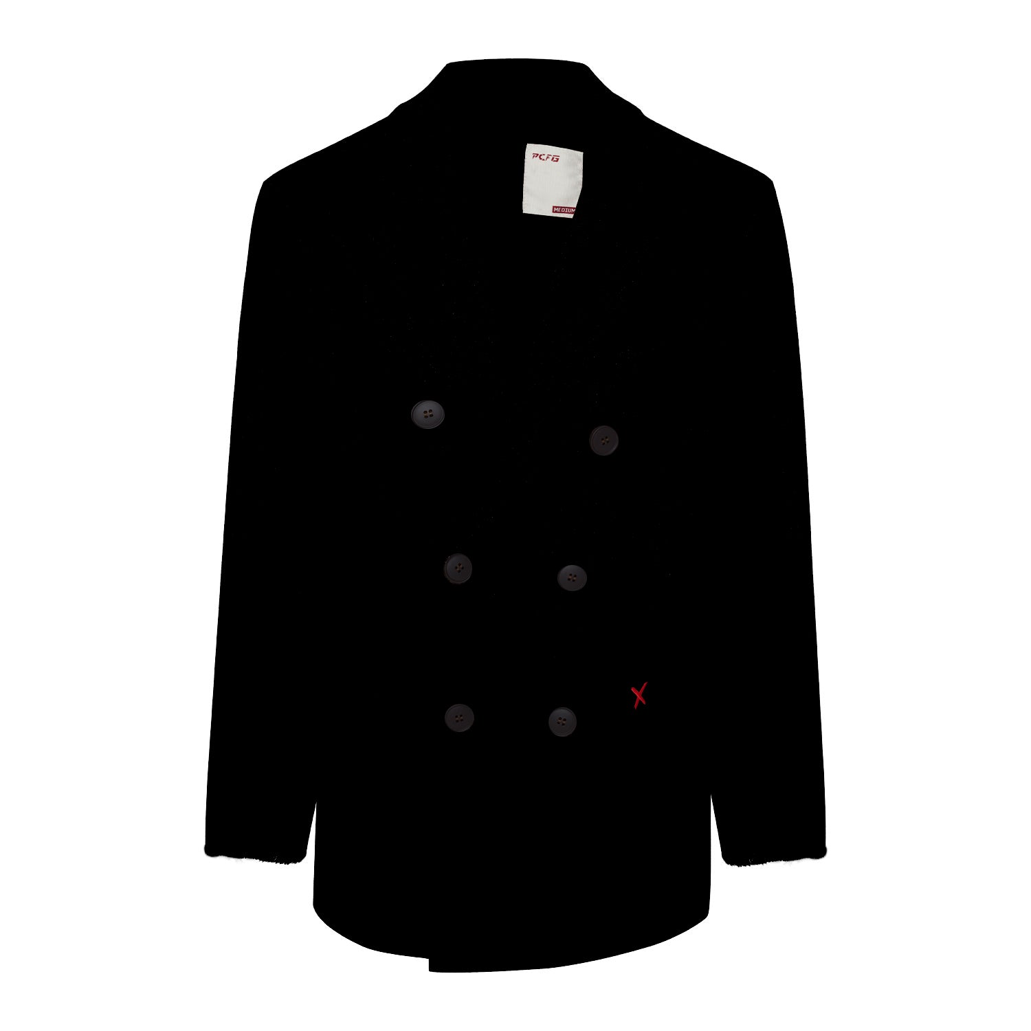 Wool & Cashmere Blend Double Breasted Men Coat - Black